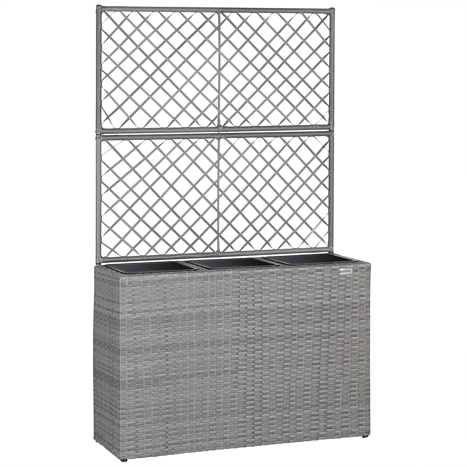 Polyrattan Blumenkasten mit Rankgitter Grau
