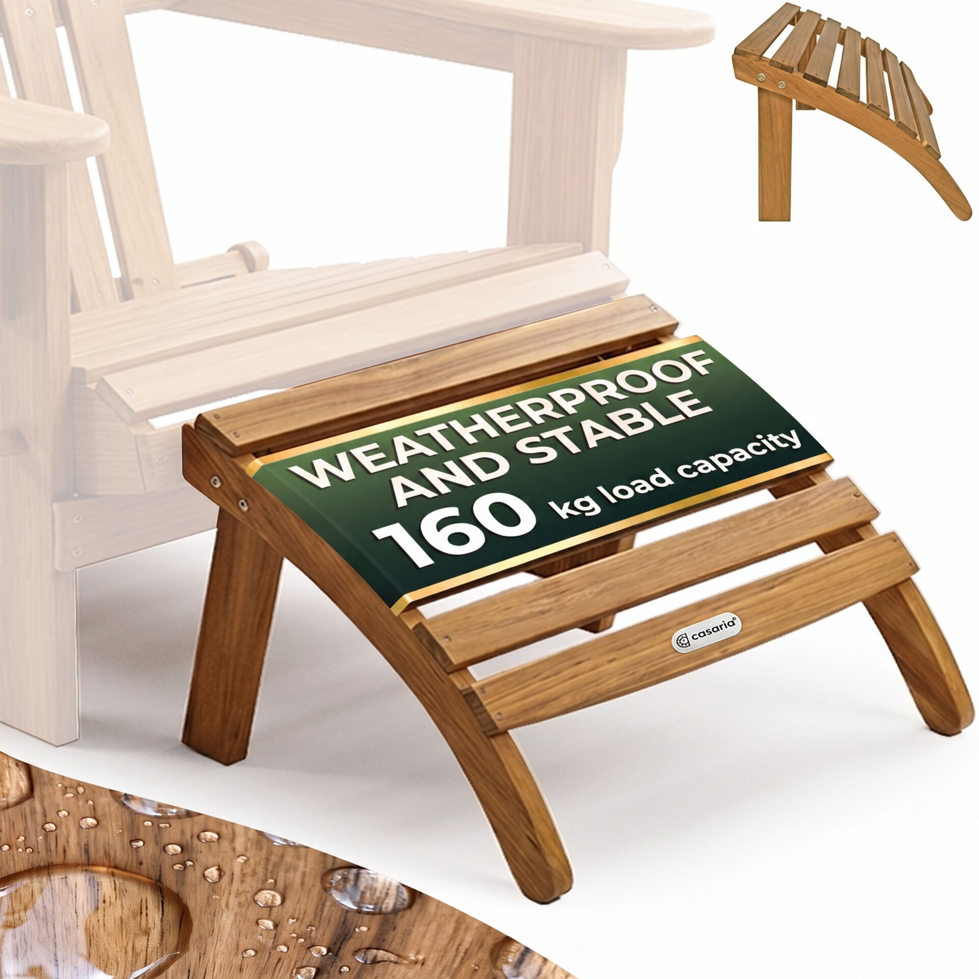 Fußstütze Akazienholz für Adirondack Gartenstuhl