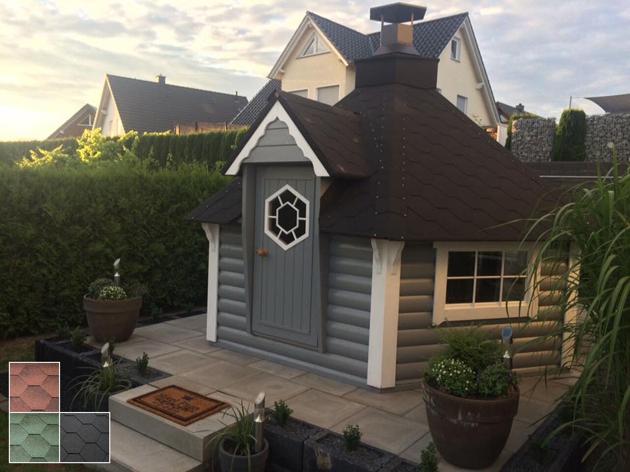 Finn Art Grillkota Elegance 9,2 m² mit 1,8m Anbau Frontansicht