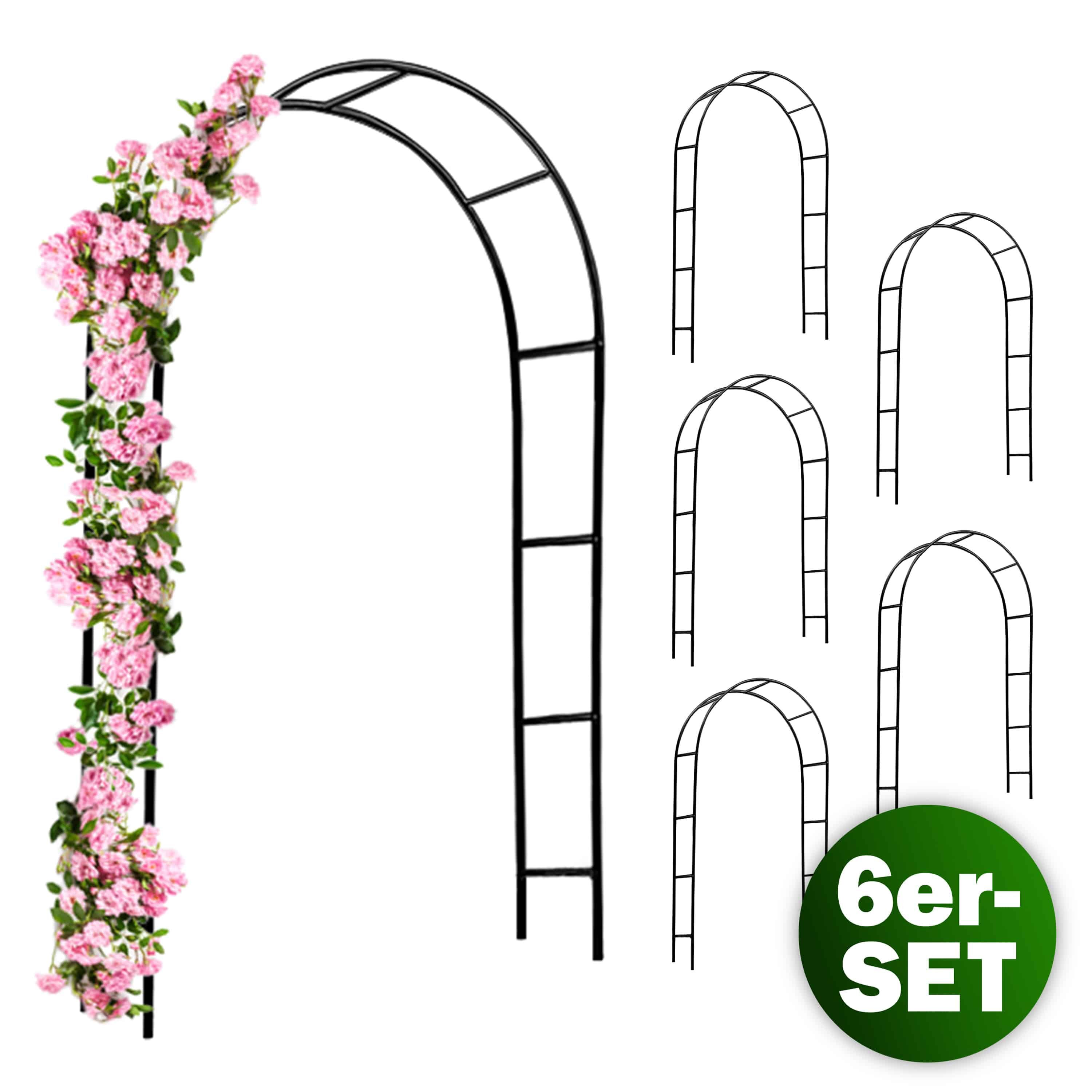Rosenbogen 6er-Set Schwarz 240x37x140cm