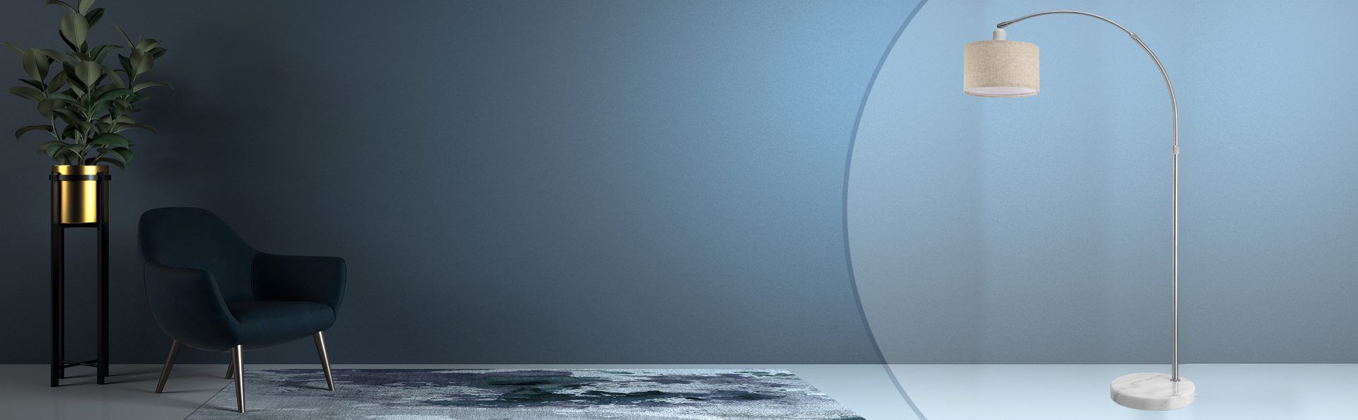 Design Bogenlampe Grau Leinen 150-175cm verstellbar