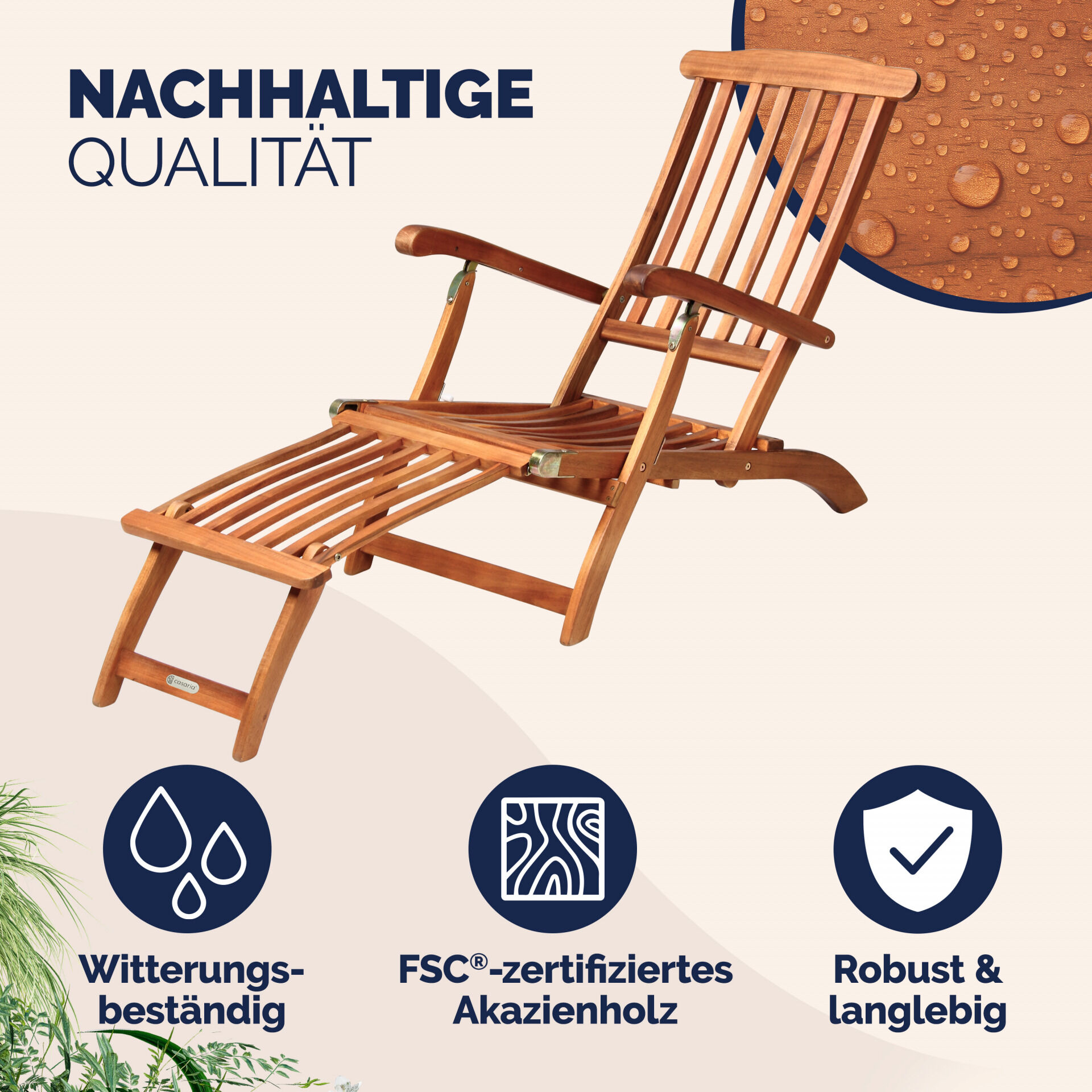 Gartenliege Queen Mary® Akazienholz FSC®-zertifiziert 169x54x95cm