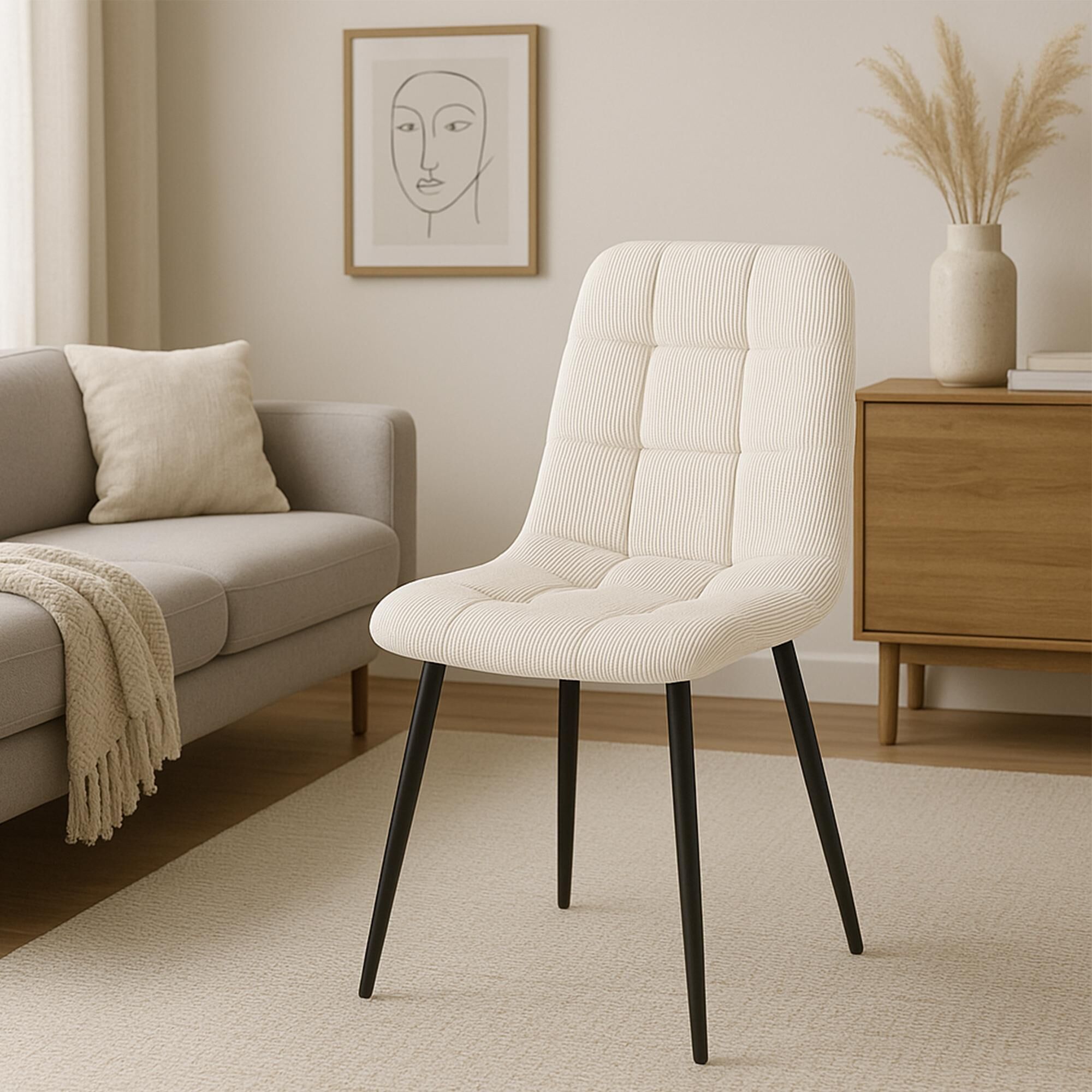 2er Set Esszimmerstuhl Tilde Cord, creme