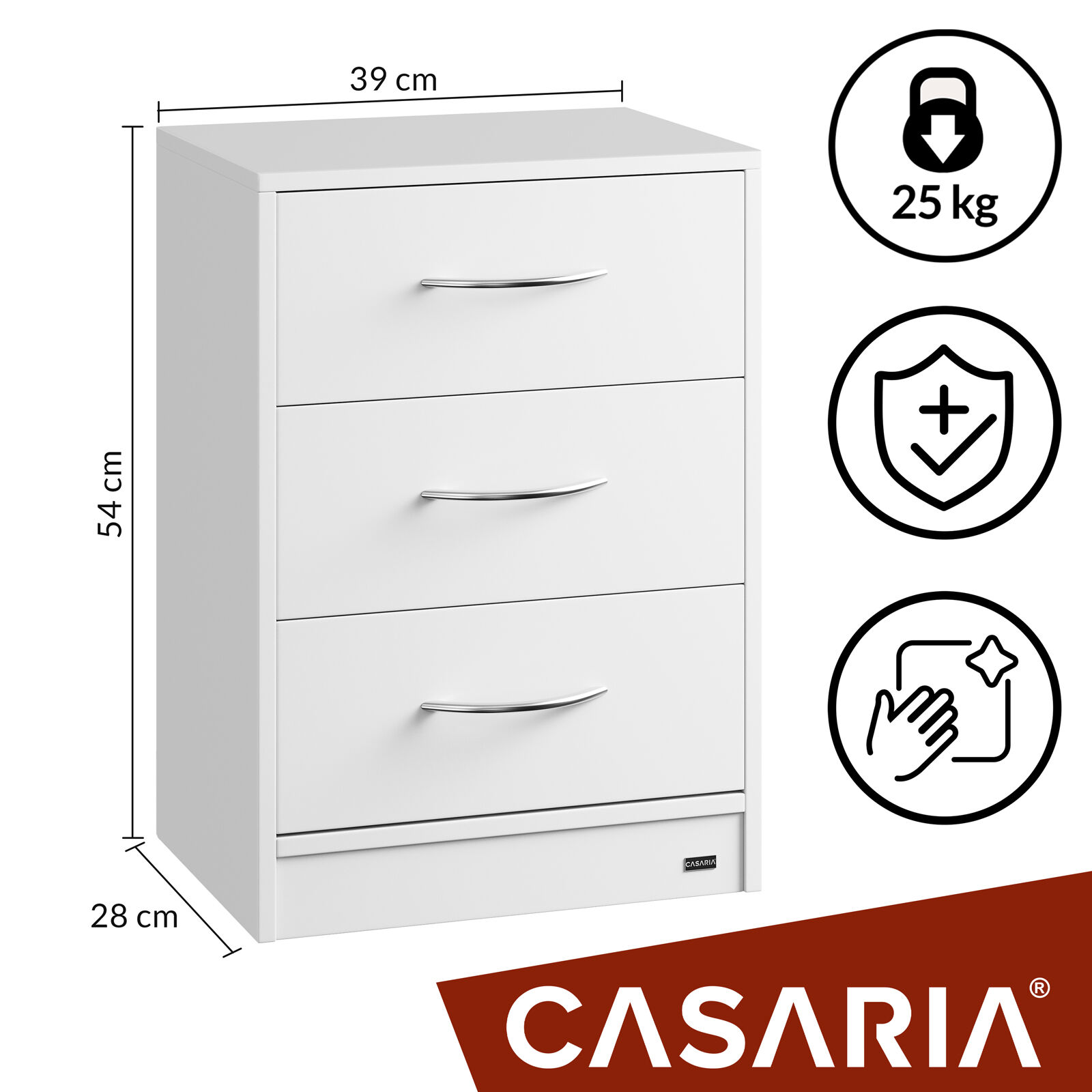 Nachttisch Eloise Weiß 54x39x28cm