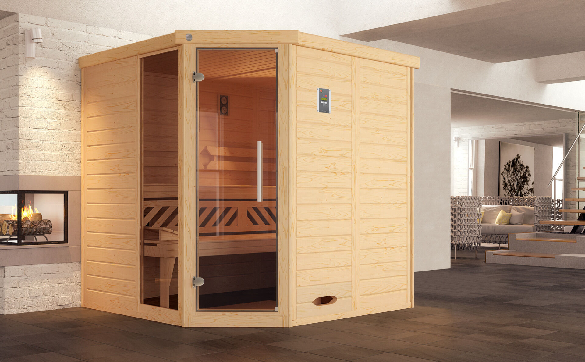 weka Design-Sauna KEMI Eck 2F, ohne Ofen, ohne Beleuchtung