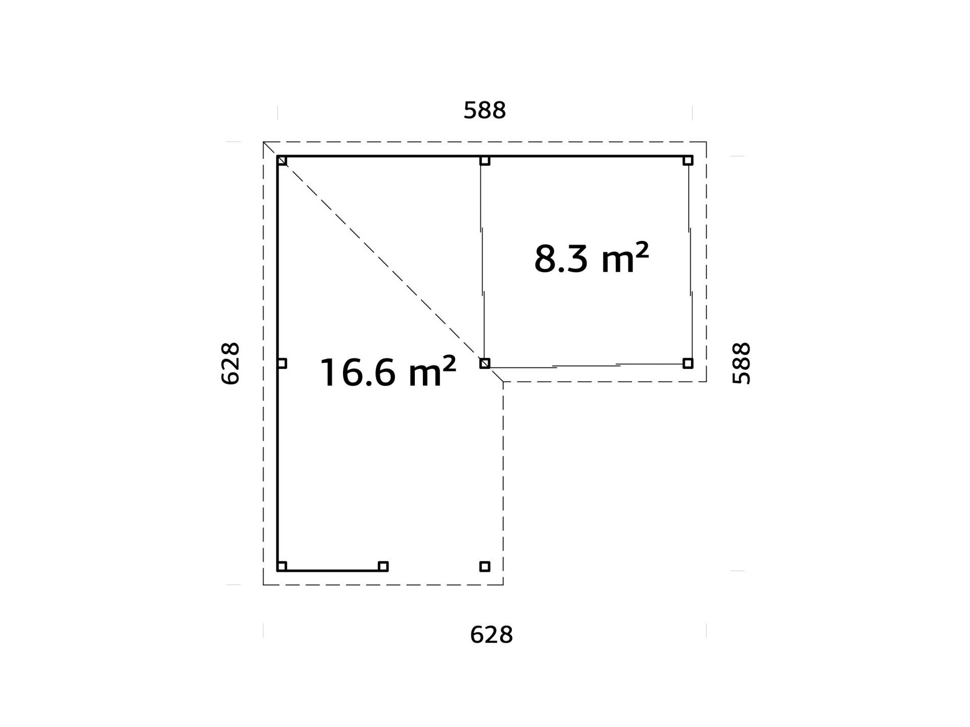 Palmako modernes Gartenhaus Lenna 24,9 m2 Set 410 Slide
