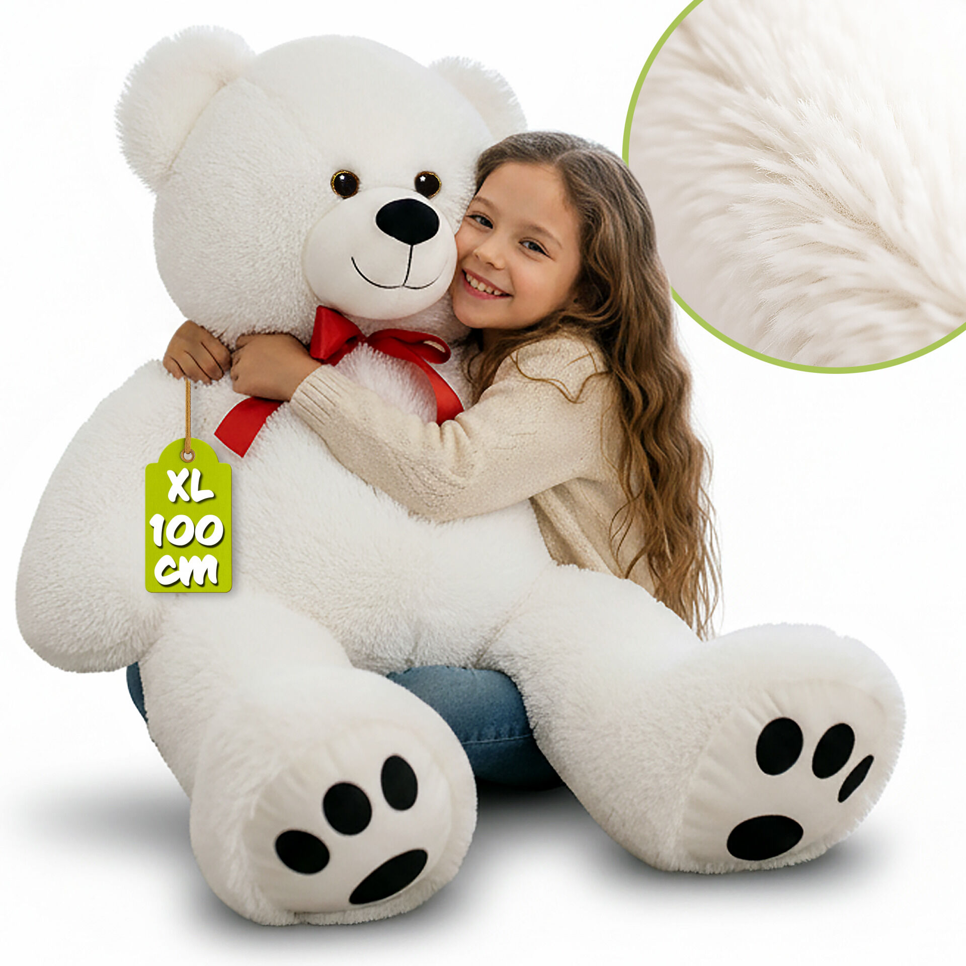 Plüschtier Teddybär XL Weiß 100cm