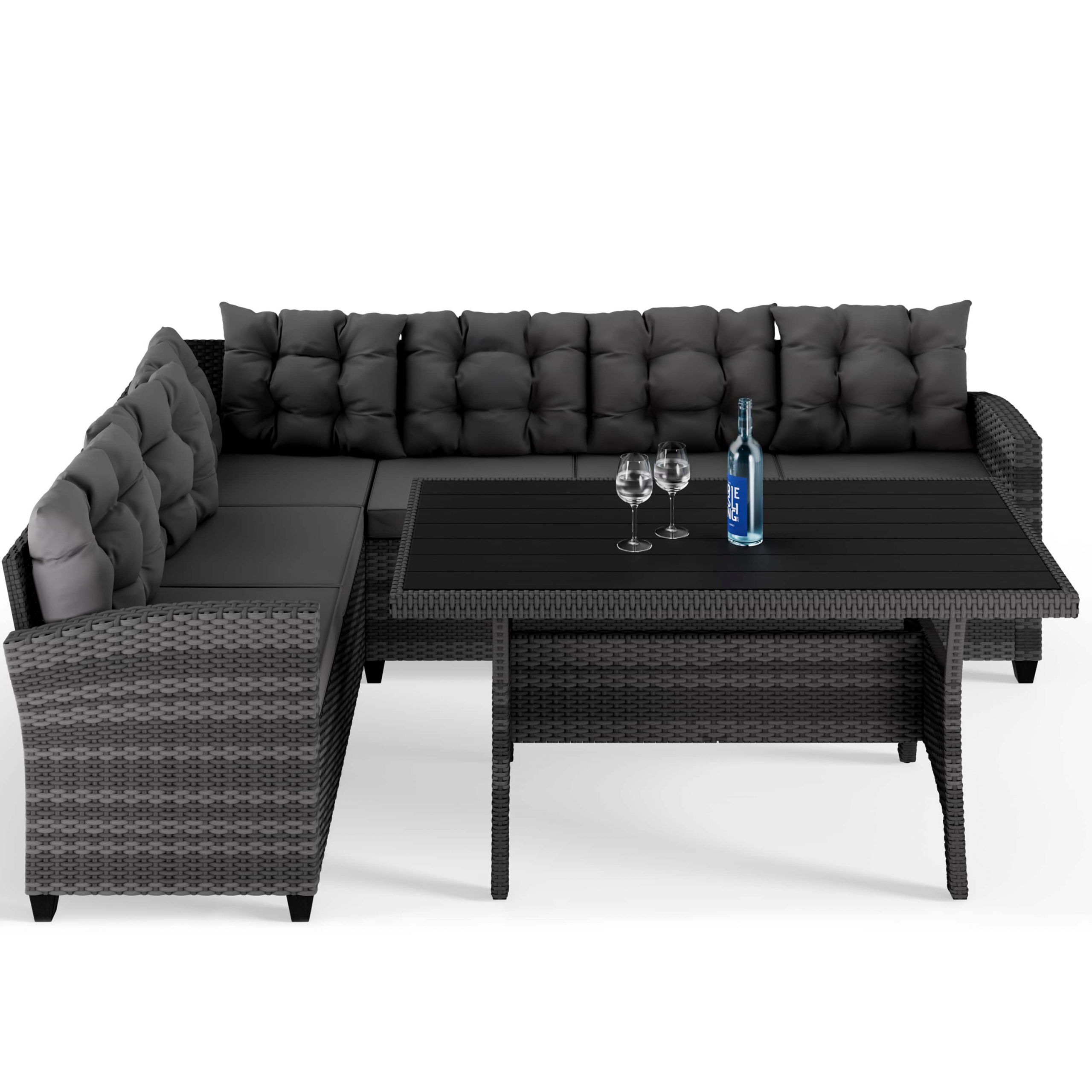 Polyrattan Ecklounge Lissabon Grau/Anthrazit inkl Kissen