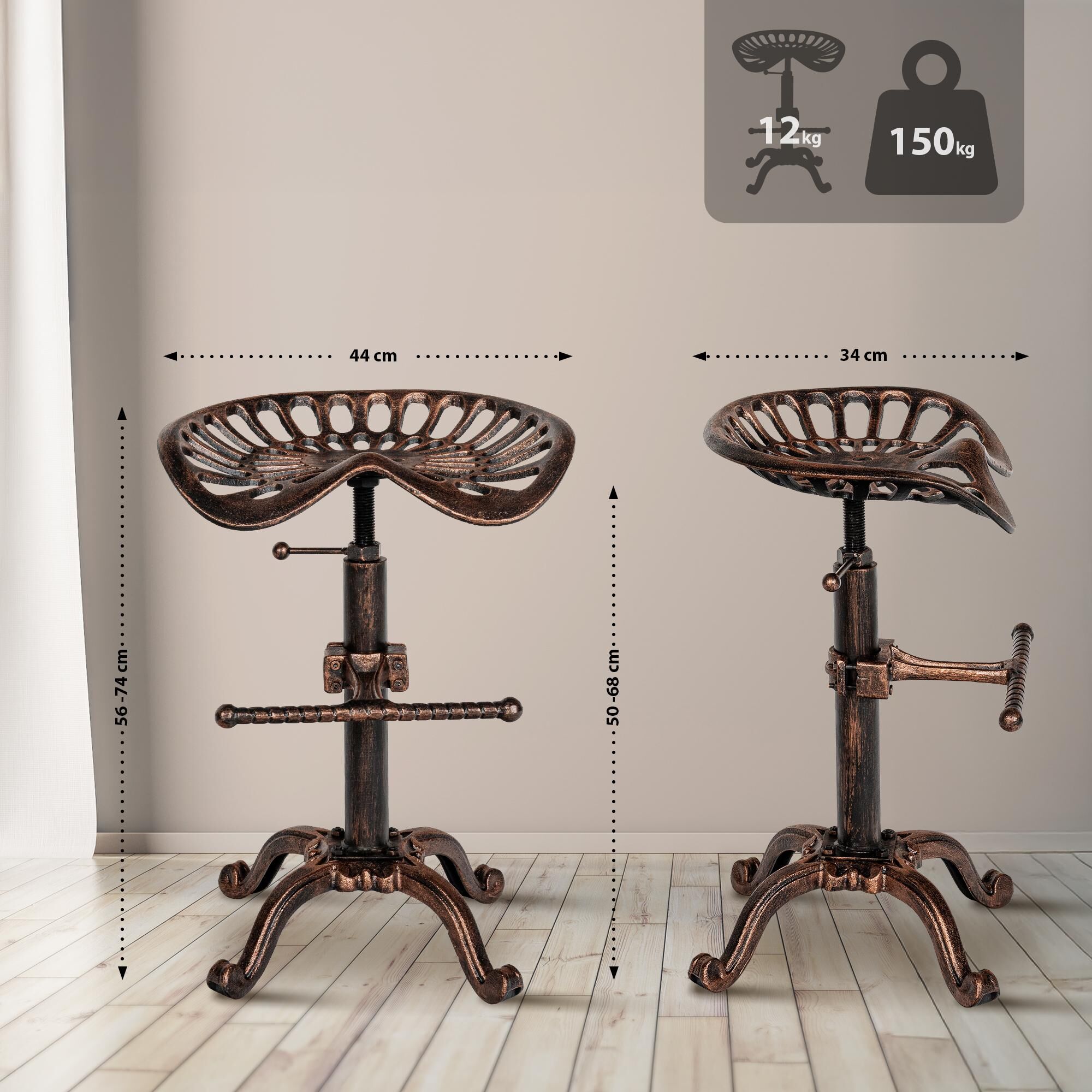 2er Set Barhocker Butch, bronze