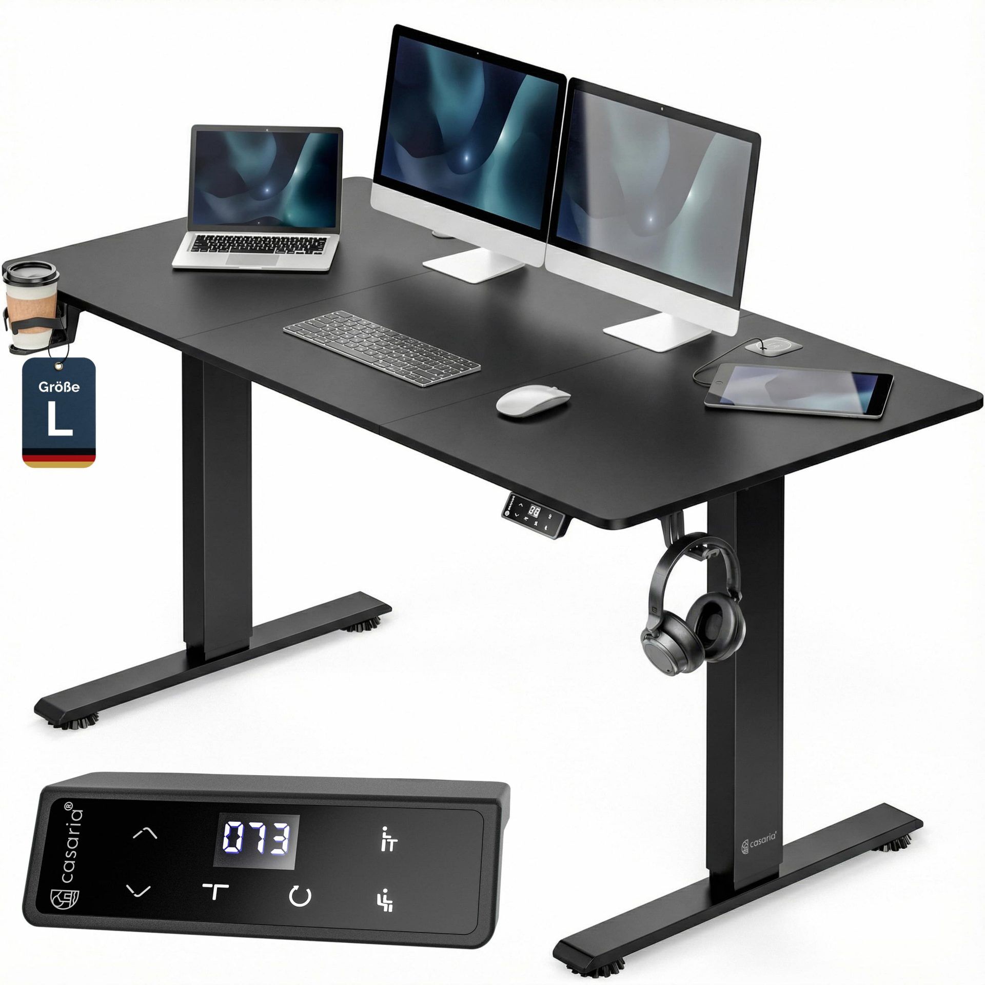 Höhenverstellbarer Schreibtisch Schwarz 140x60x72-117cm