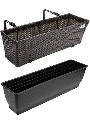 Polyrattan Blumenkasten 2er-Set Braun