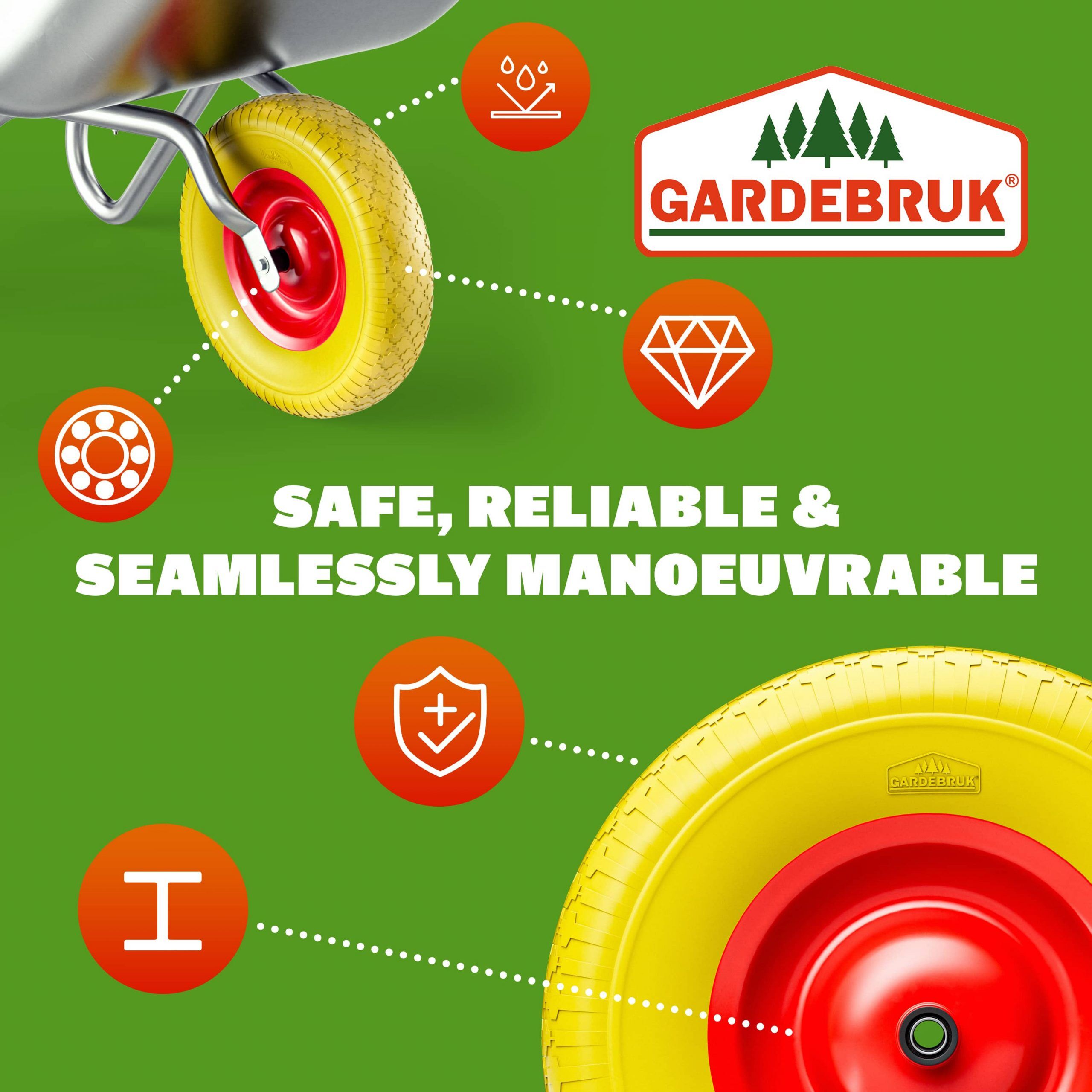 Schubkarrenrad Gelb pannensicher PU-Schaum 200kg Kugellager inkl Achse