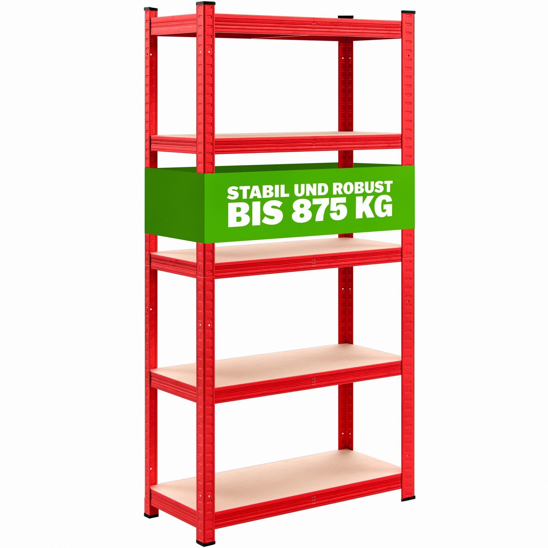 Schwerlastregal Rot 180x90x40cm pulverbeschichtet Tragkraft 875kg