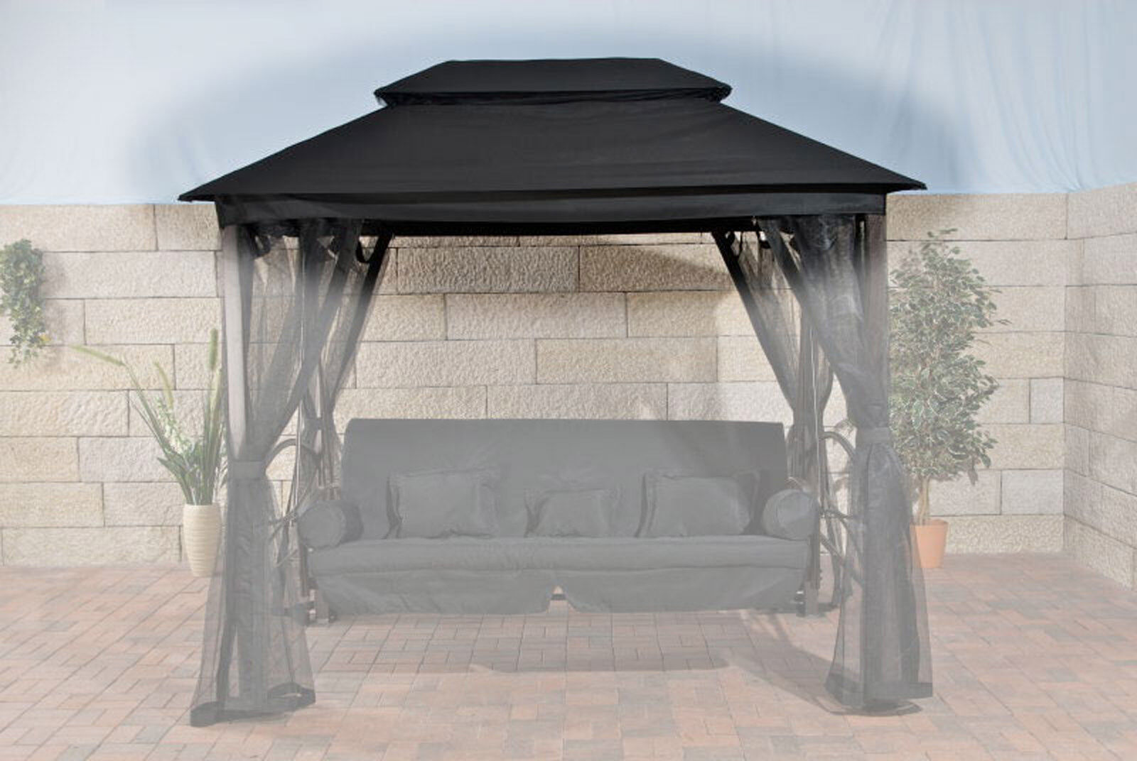 Stoff-Dach für Kenia Hollywoodschaukel, schwarz