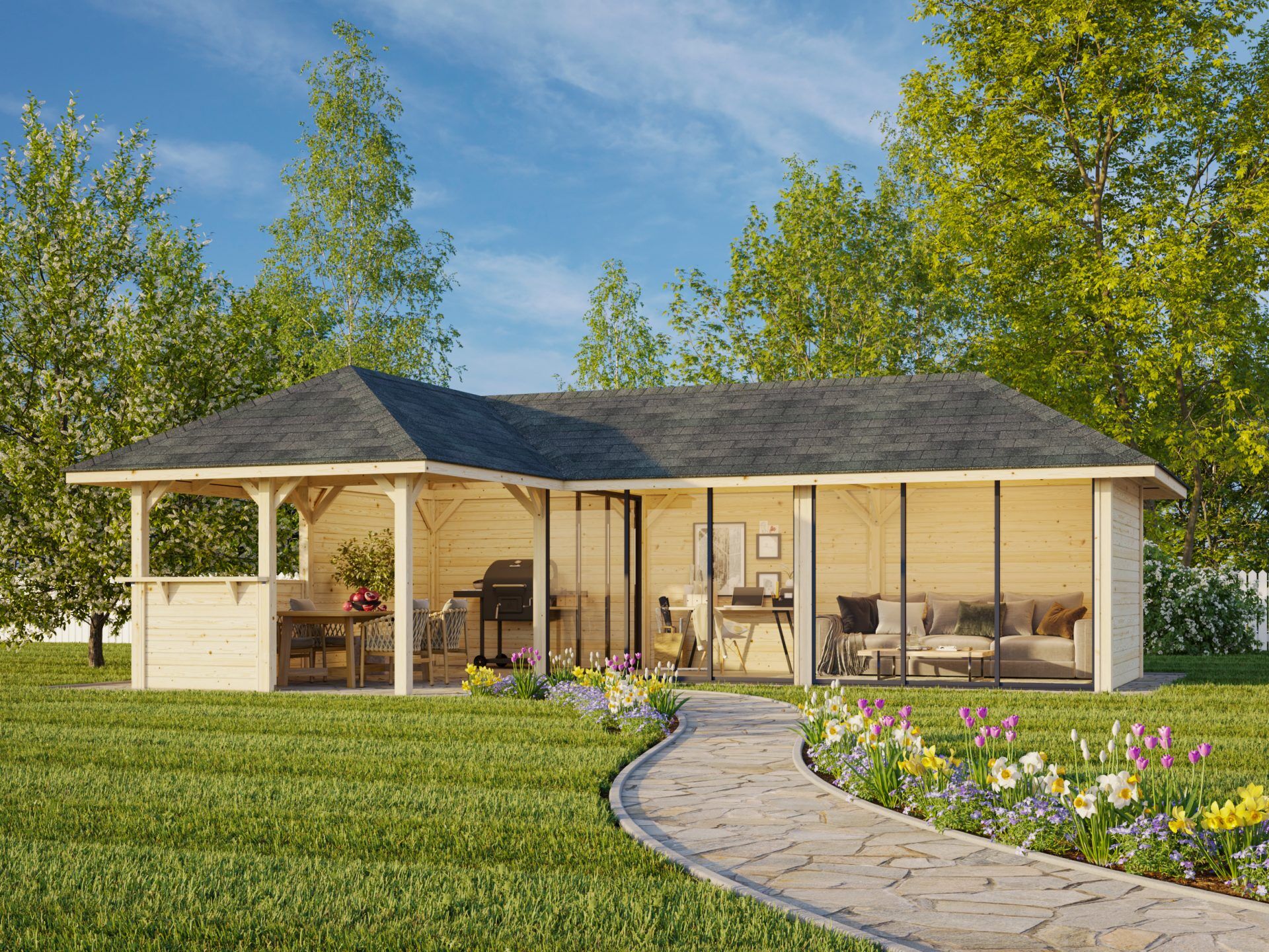 Palmako Pavillon Bianca 33,2 m2 Set 220 Slide