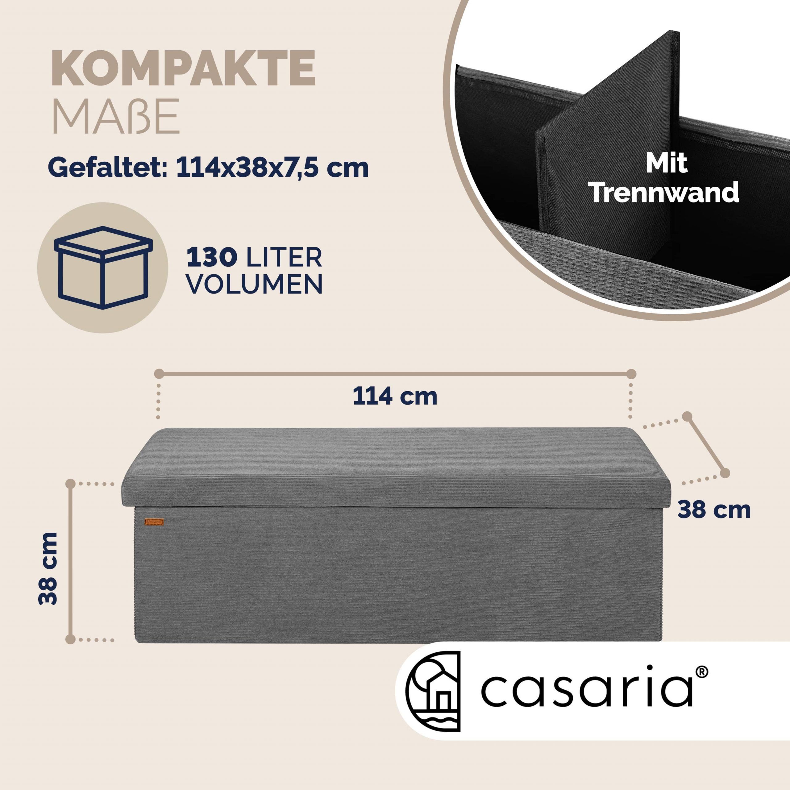 Sitzbank Anthrazit Cord 114x38x38cm MDF faltbar