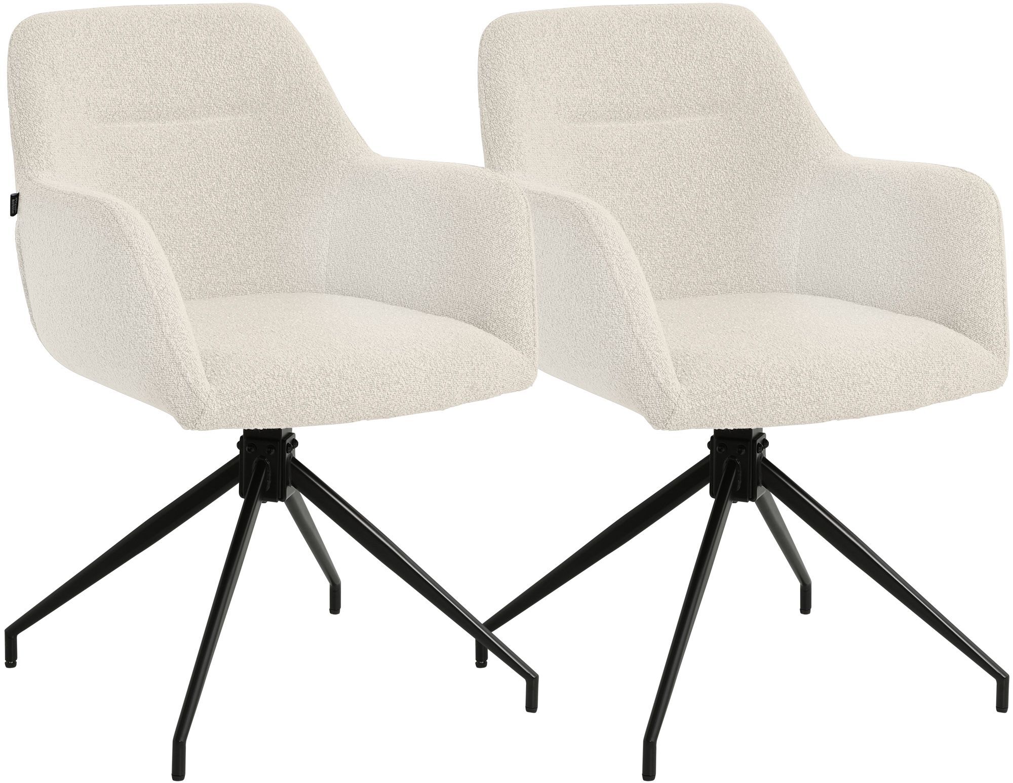 2er Set Esszimmerstuhl Merlinda Stoff Teddy, creme
