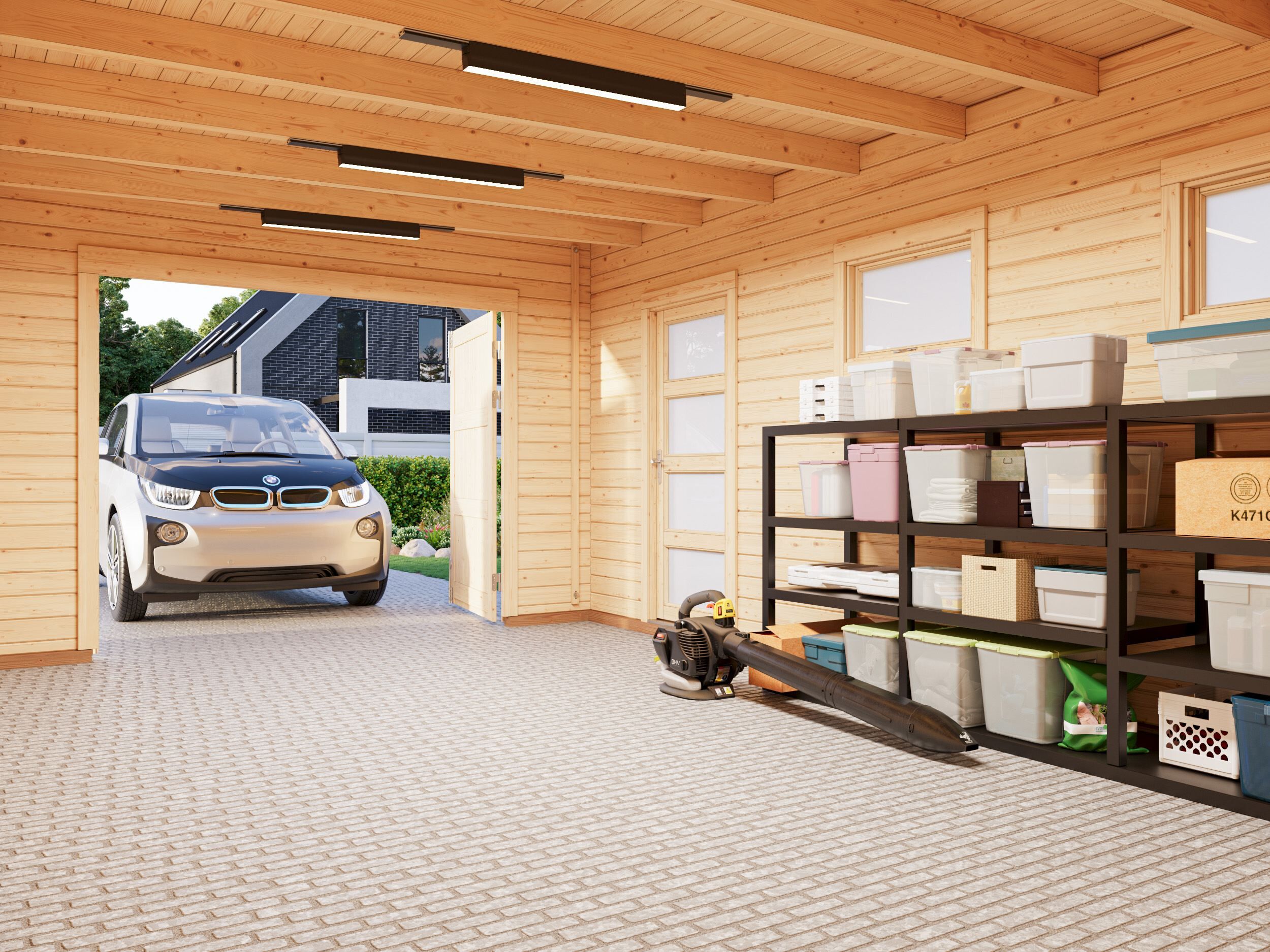 Flachdach Holzgarage Rasmus 19,0 m² mit Holztor
