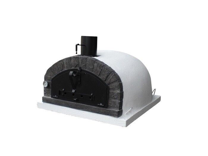 Traditioneller Backofen Brazza 120 inkl. Kaminrohr und Regenhut aus Feueraluminum, weiß, ohne Abdeckhaube, ohne Ofenzubehör, ohne Zubehörset, ohne Grillzubehör, ohne fahrbares Gestell