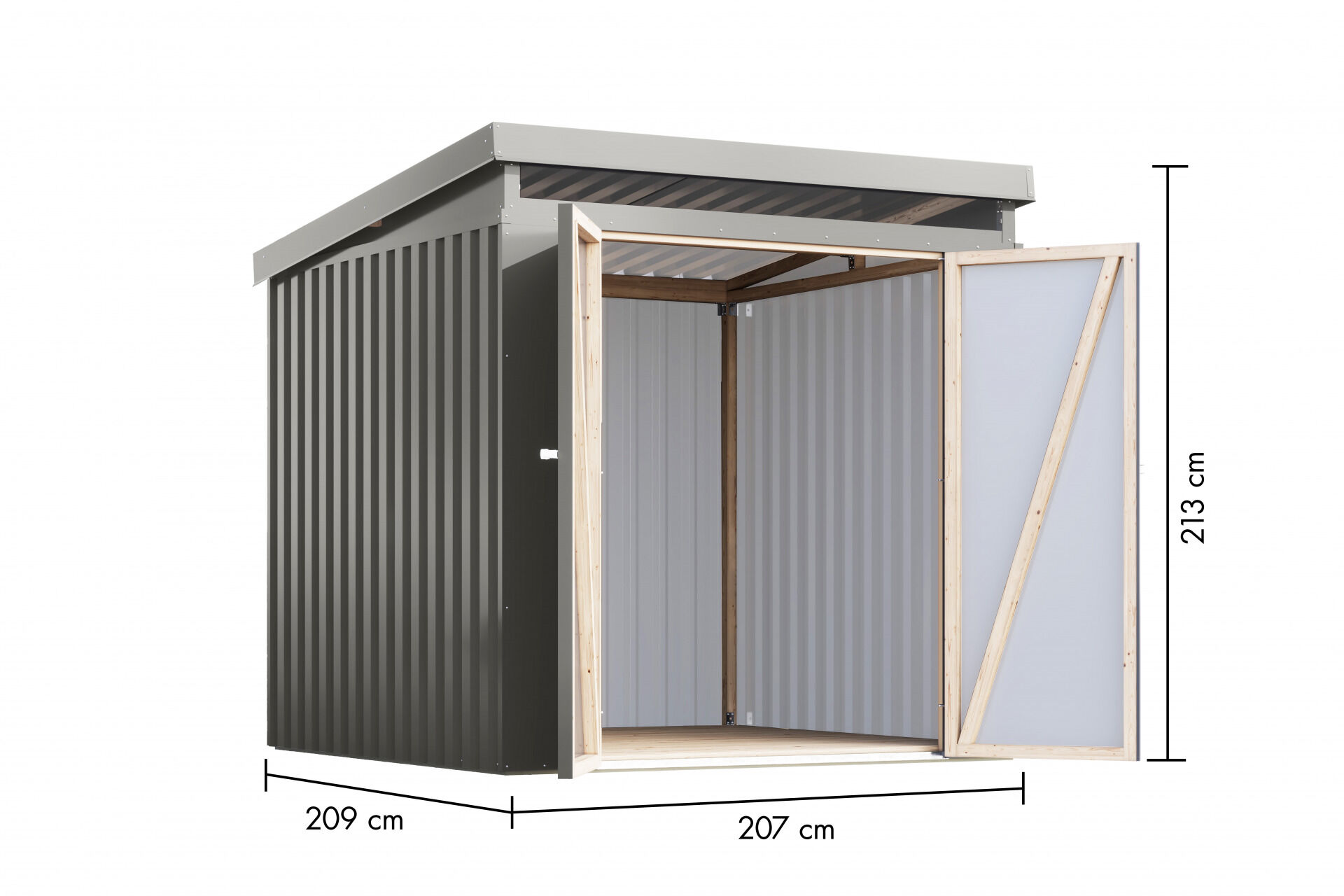 Karibu Pultdach Metall Gartenhaus Iridium 2, graualuminium