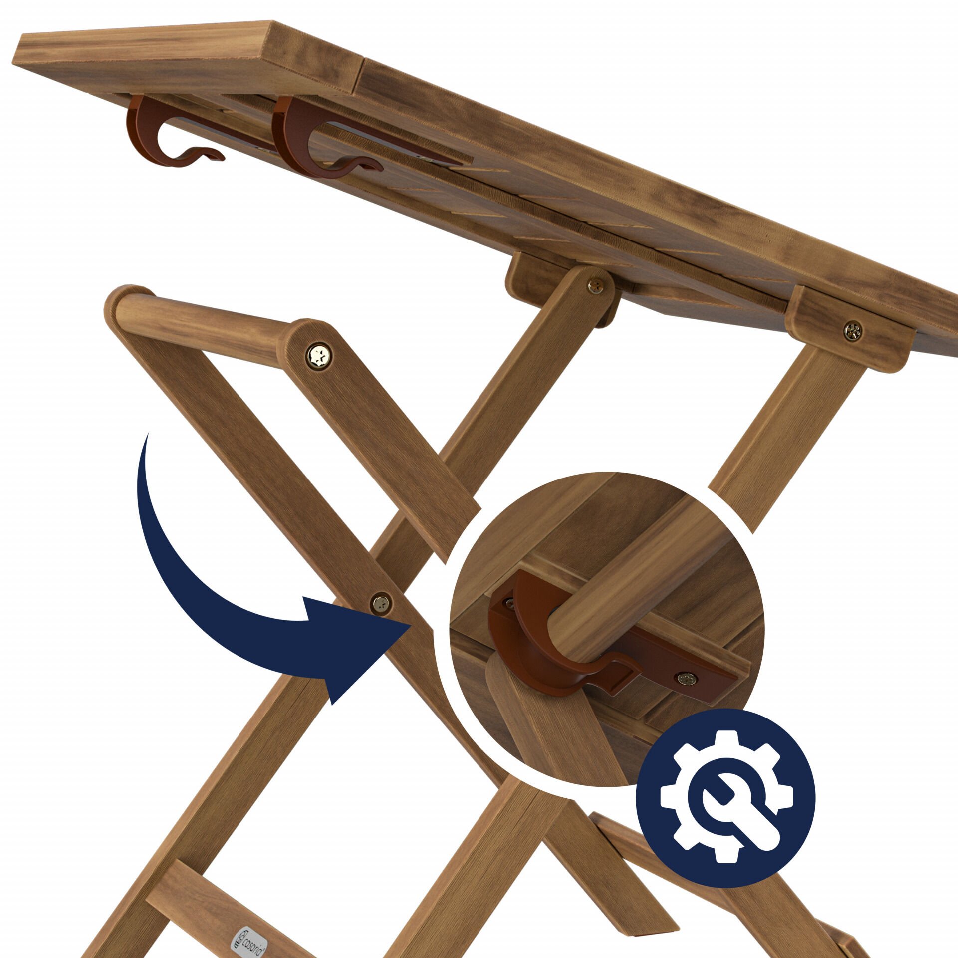 Gartentisch klappbar Akazienholz 46cm massiv platzsparend elegant