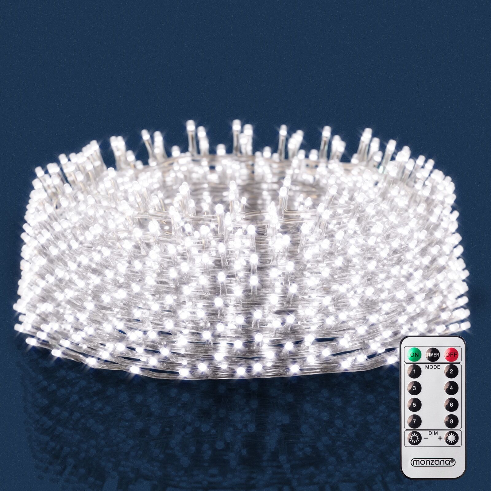 Regenlichterkette LED Weihnachten Kaltweiß 10m Fernbedienung