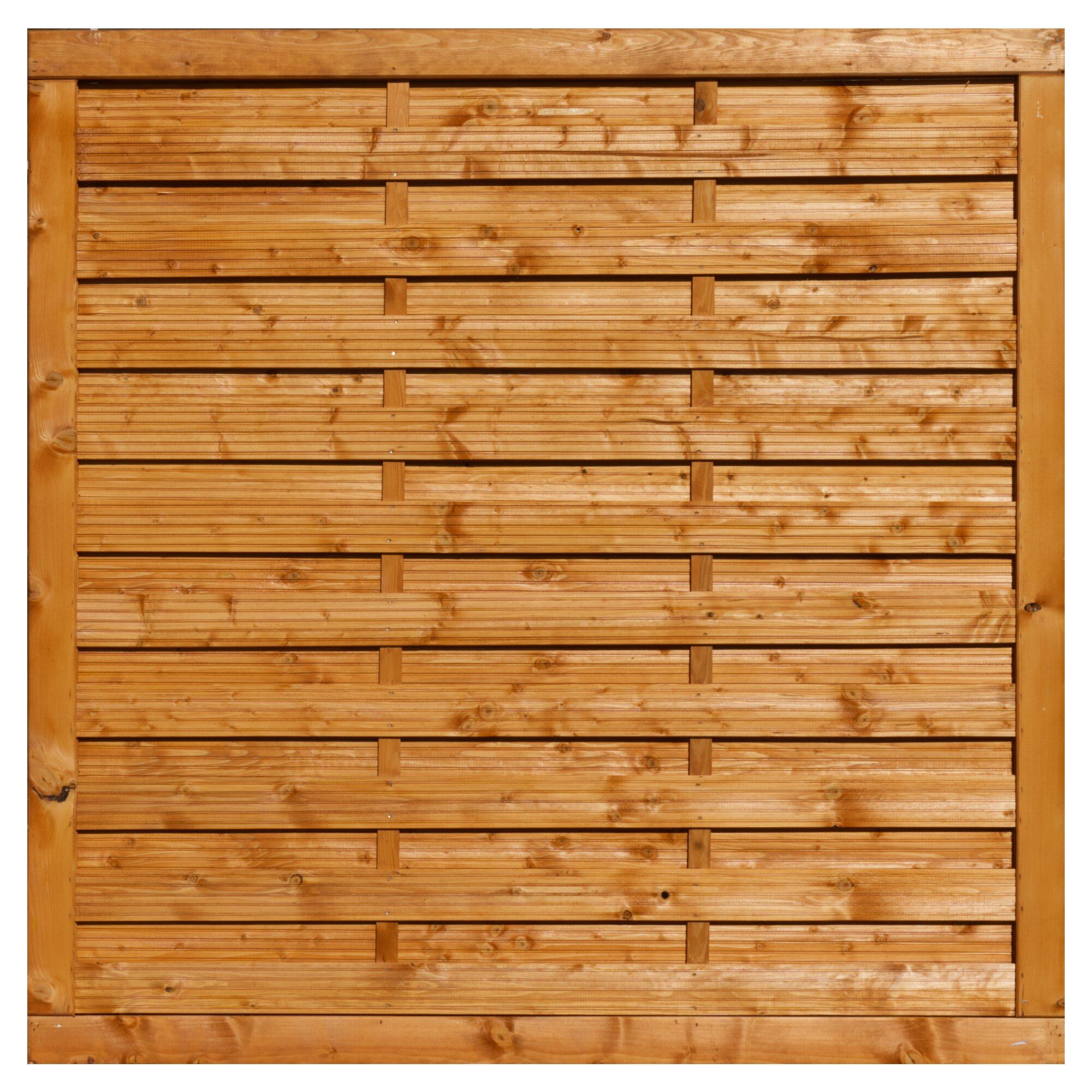 SUNLINE-Serie Dichtzaun stabil, 180 x 180 cm, pinienfarbig getaucht, Rahmen 45/90 mm, Lamelle 8/95 mm glatt