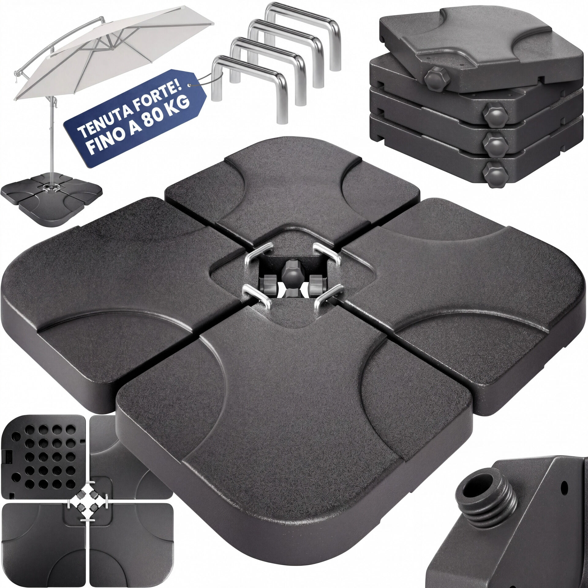 Platten für Schirmständer 4er-Set 105x105x7cm