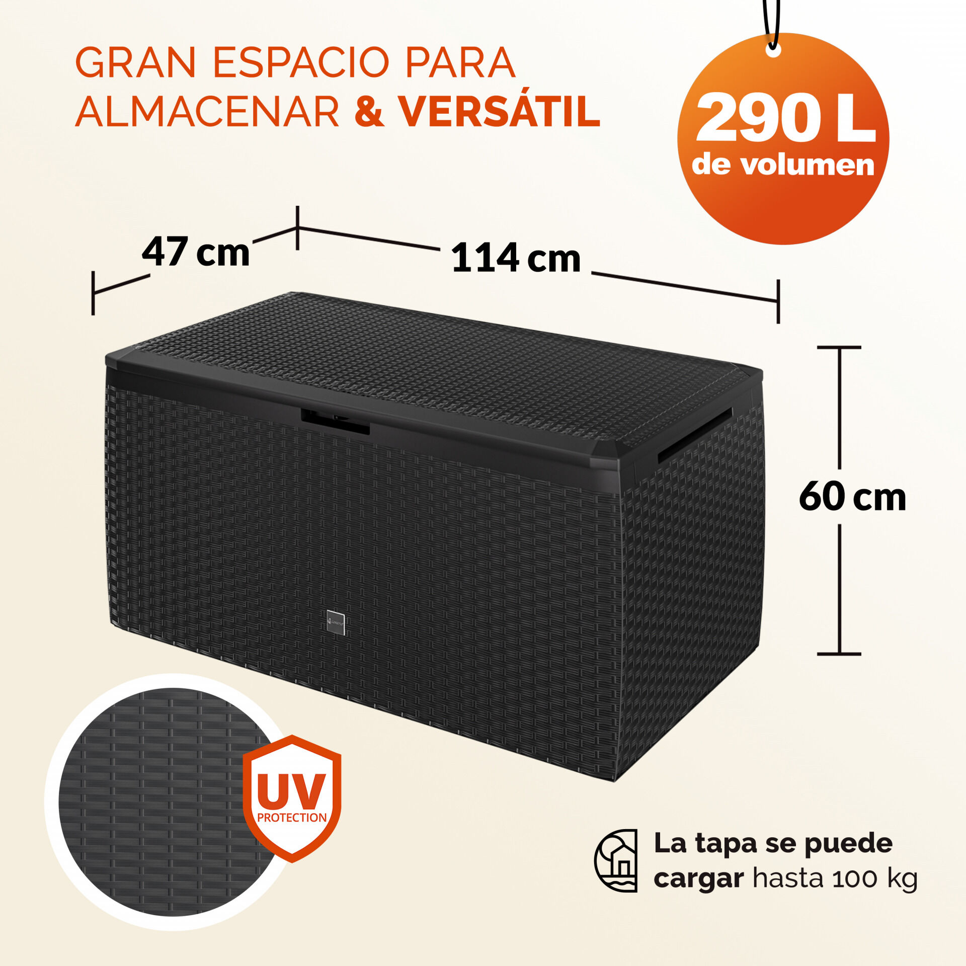 Gartenbox 290L Anthrazit Rato Plus mit Rollen wetterfest