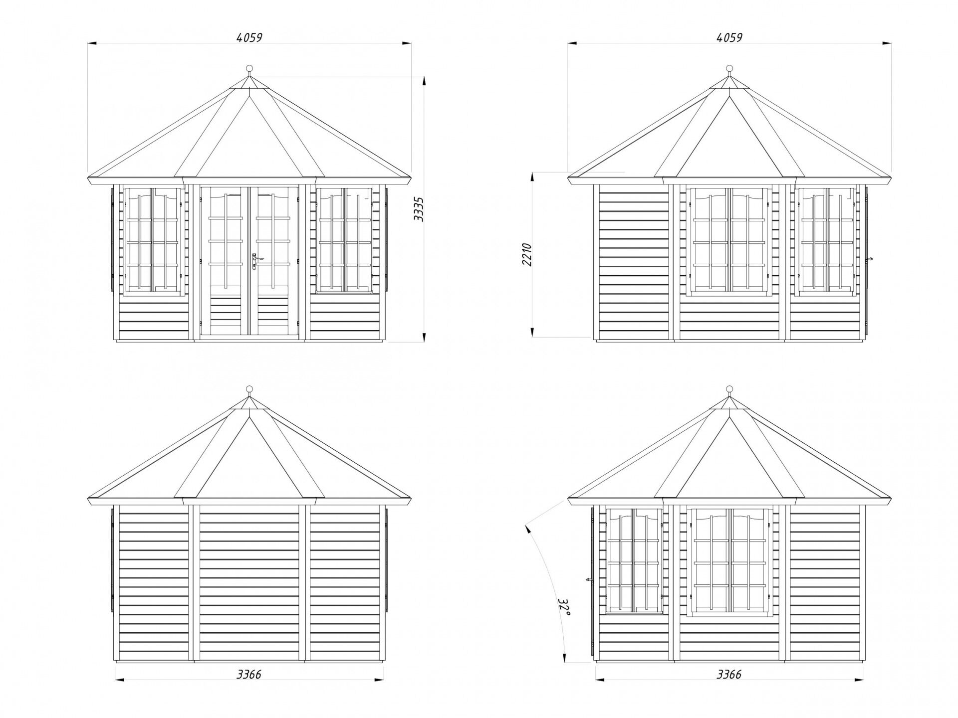 Palmako Pavillon Veronica 4 9,2 m²