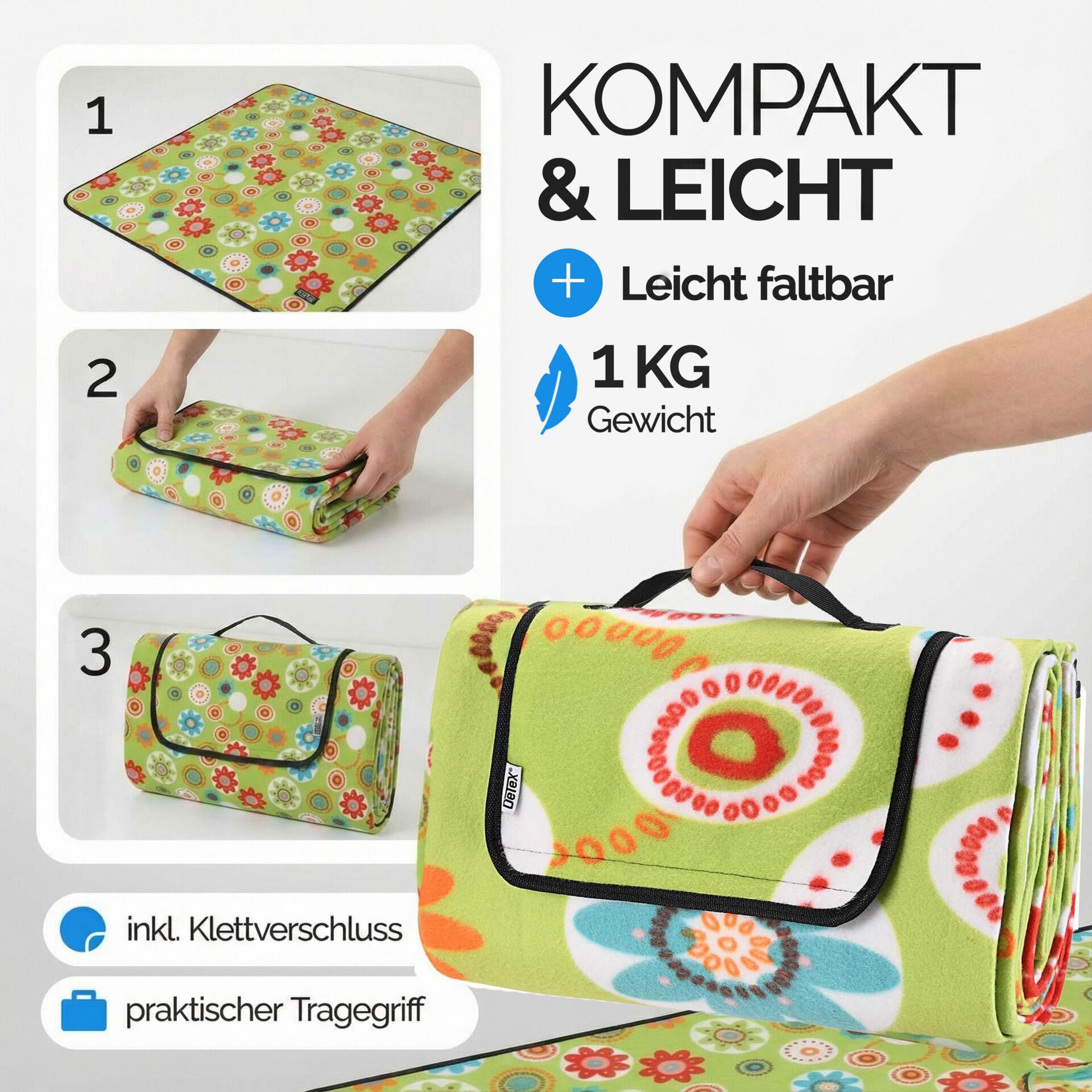 Picknickdecke Blumen 2x2m