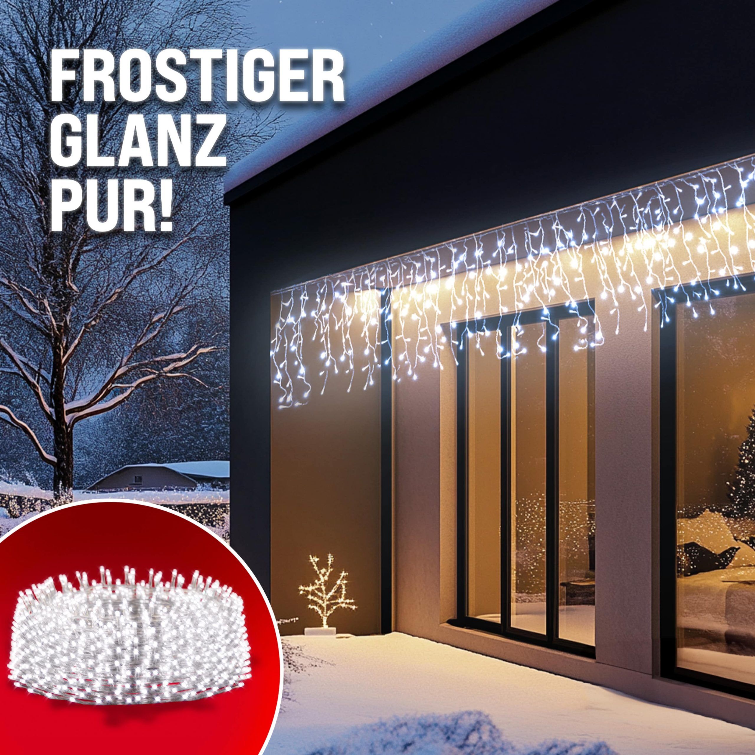 Regenlichterkette LED Kaltweiß 20m
