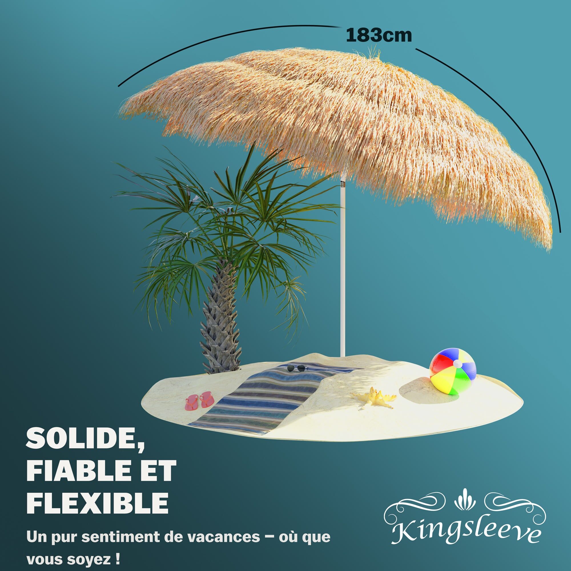 Sonnenschirm Hawaii Natur Ø160cm UV-Schutz 30+