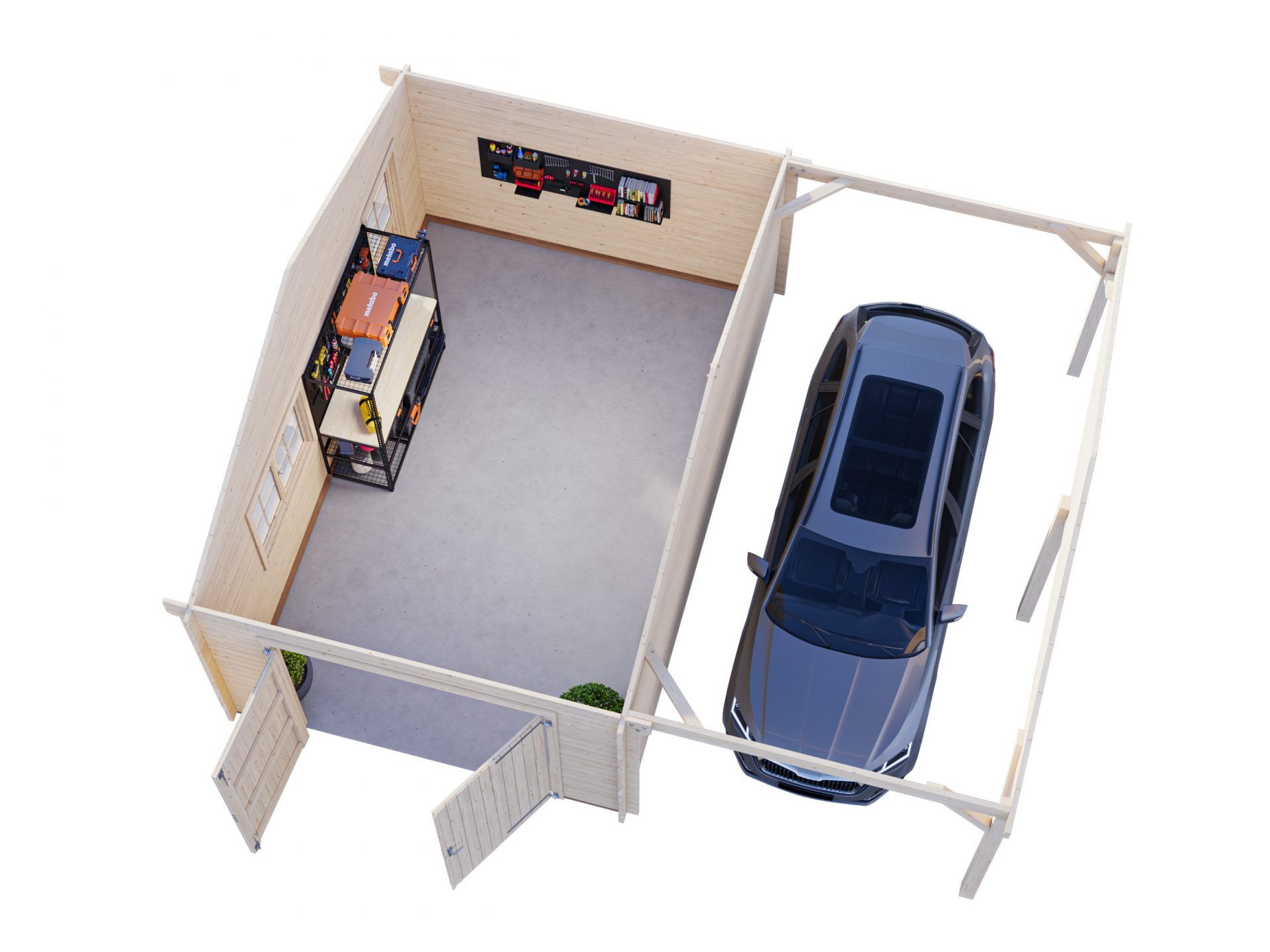 Palmako Holzgarage Roger 19,0+16,2 m2 mit Holztor