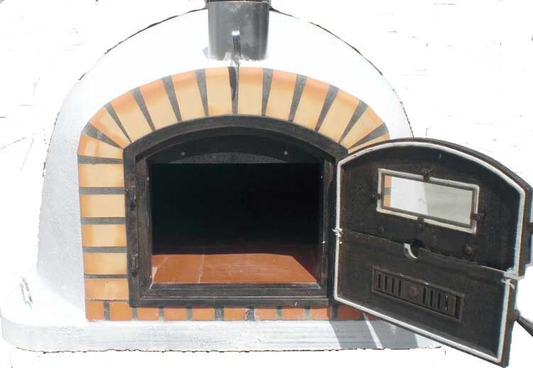 Pizzaofen Lisboa AL 100 inkl. Kaminrohr und Regenhut aus Edelstahl, weiß, ohne Abdeckhaube, ohne Ofenzubehör, ohne Zubehörset, ohne Grillzubehör, ohne fahrbares Gestell