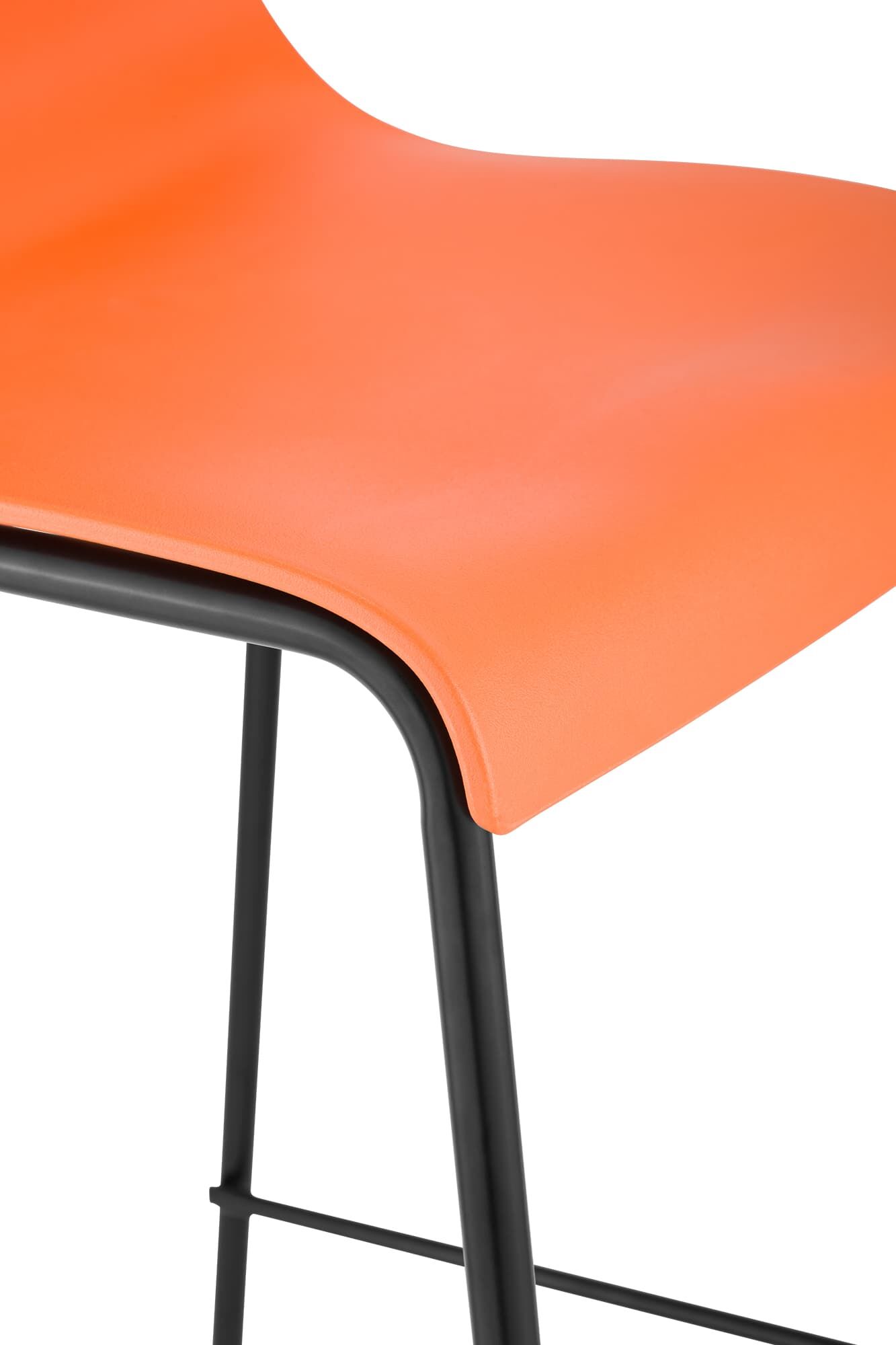 2er Set Barhocker Hoover Kunststoff 4-Fuß Gestell schwarz, orange