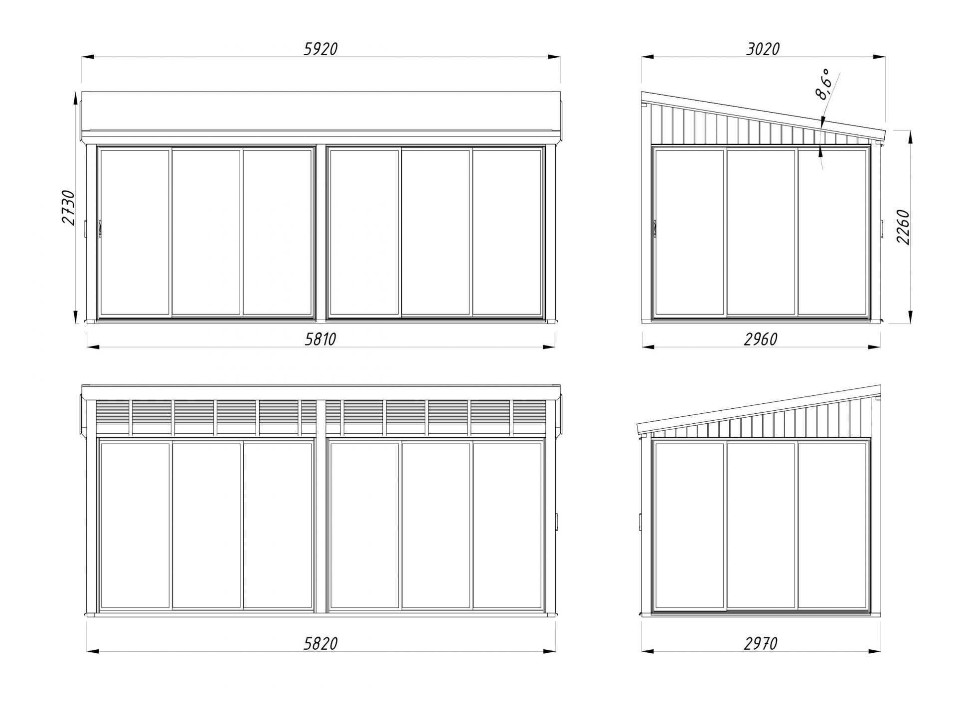 Palmako Gartenzimmer Glashaus Lumi 16,2 m² Slide Plus