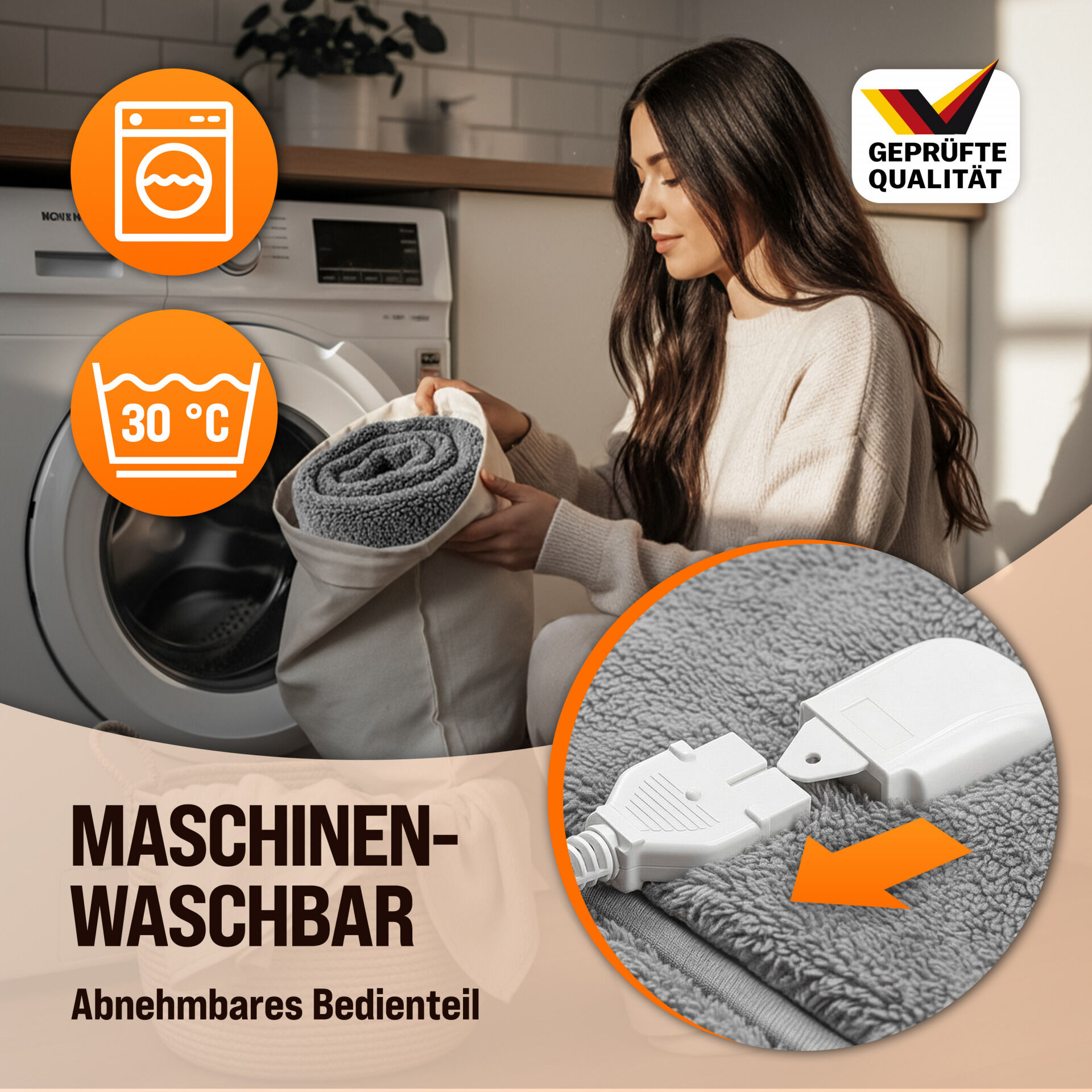 Heizdecke Fleece Grau 180x130cm