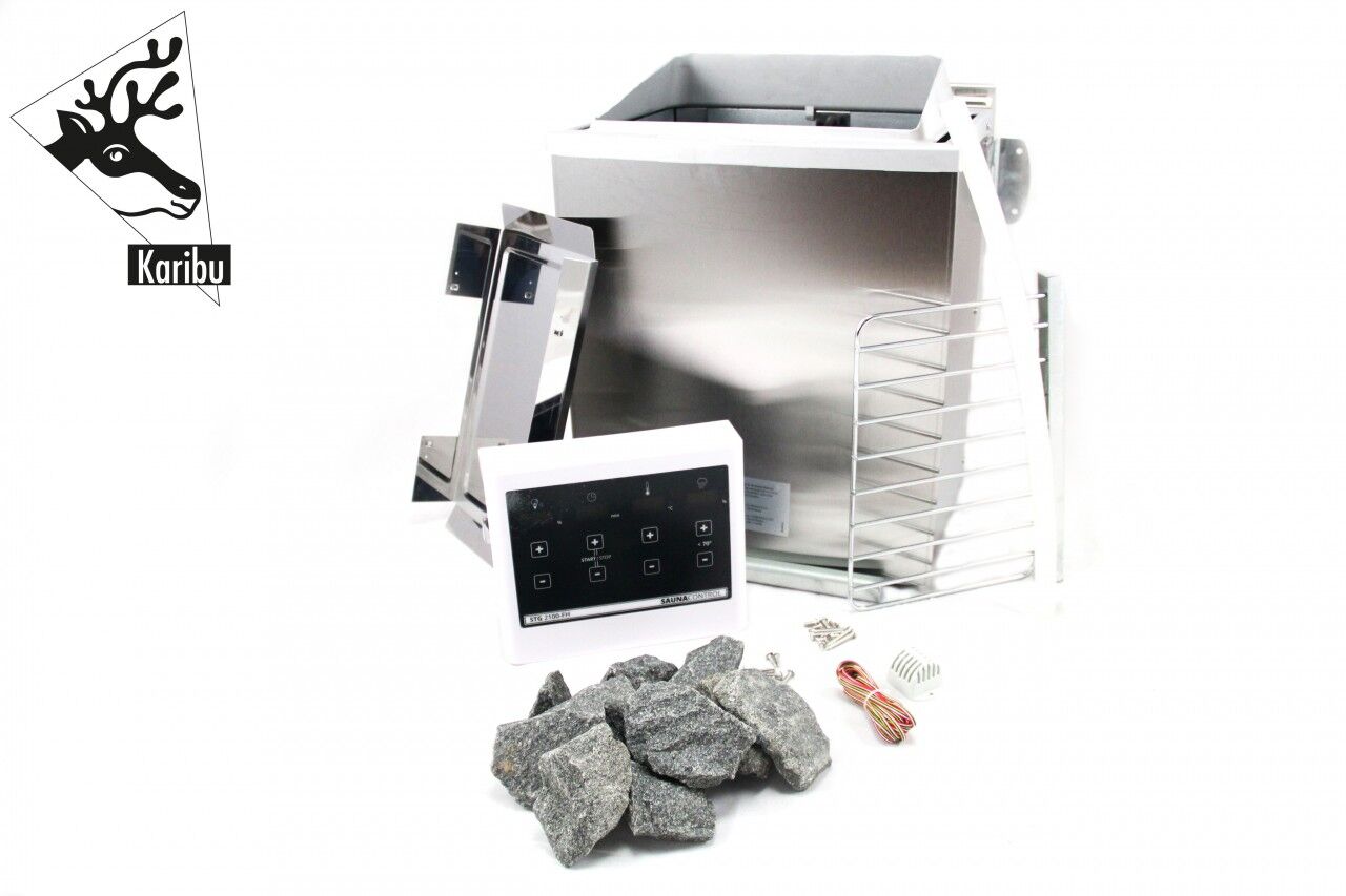 Saunaofen 9 kW Bio Kombiofen Set mit Steuergerät Easy-Bio und Steinen