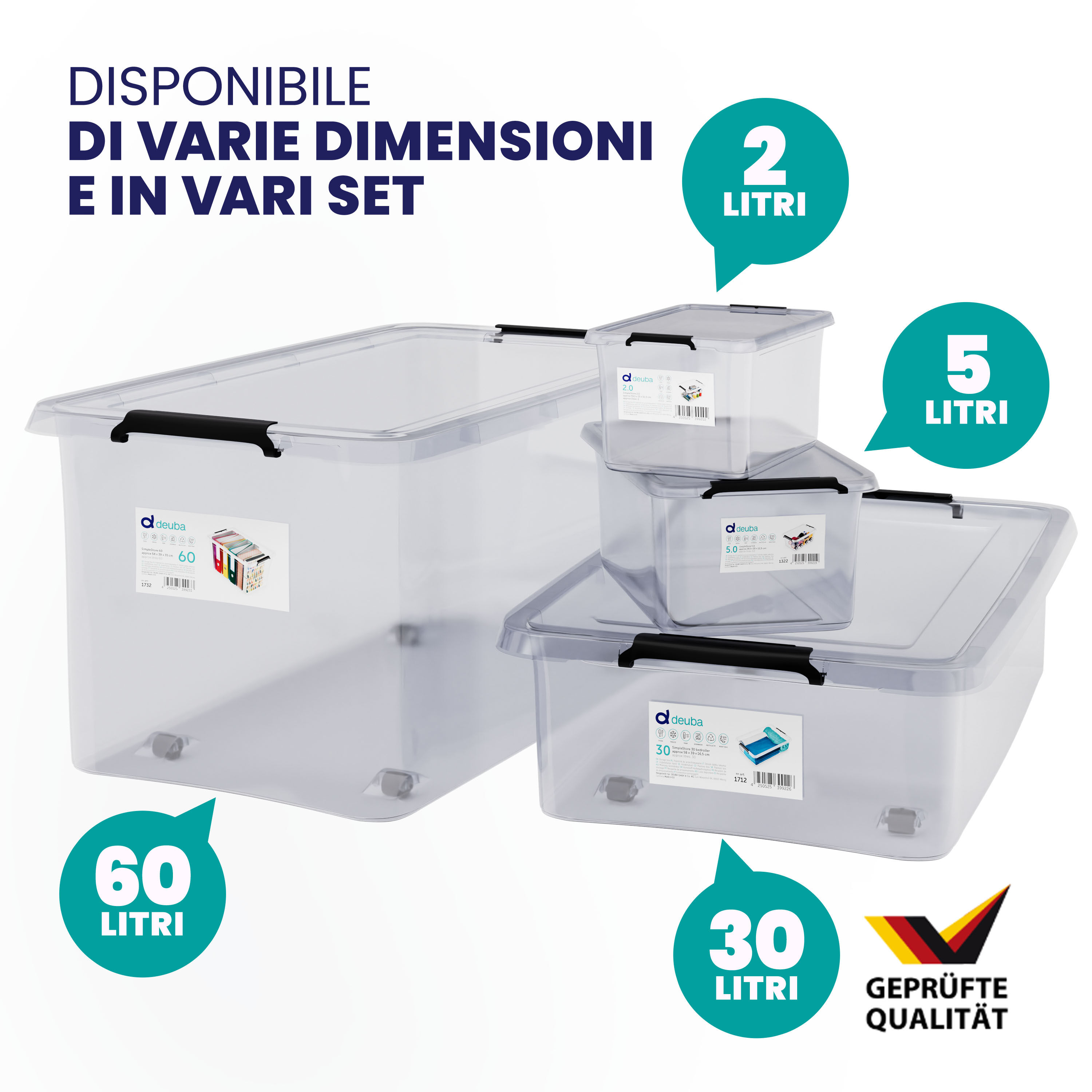 Aufbewahrungsbox Transparent 60x40x35cm 60L stapelbar