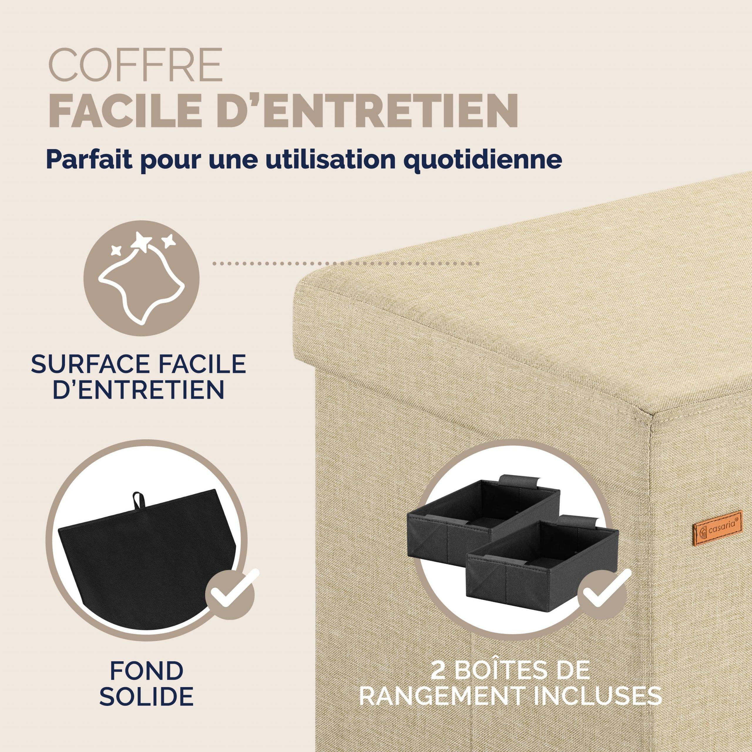 Sitzbank Beige 76x38x38cm MDF faltbar