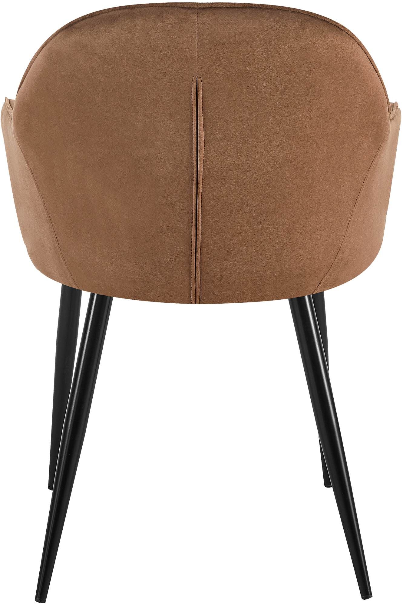 2er Set Esszimmerstuhl Boise Samt, braun