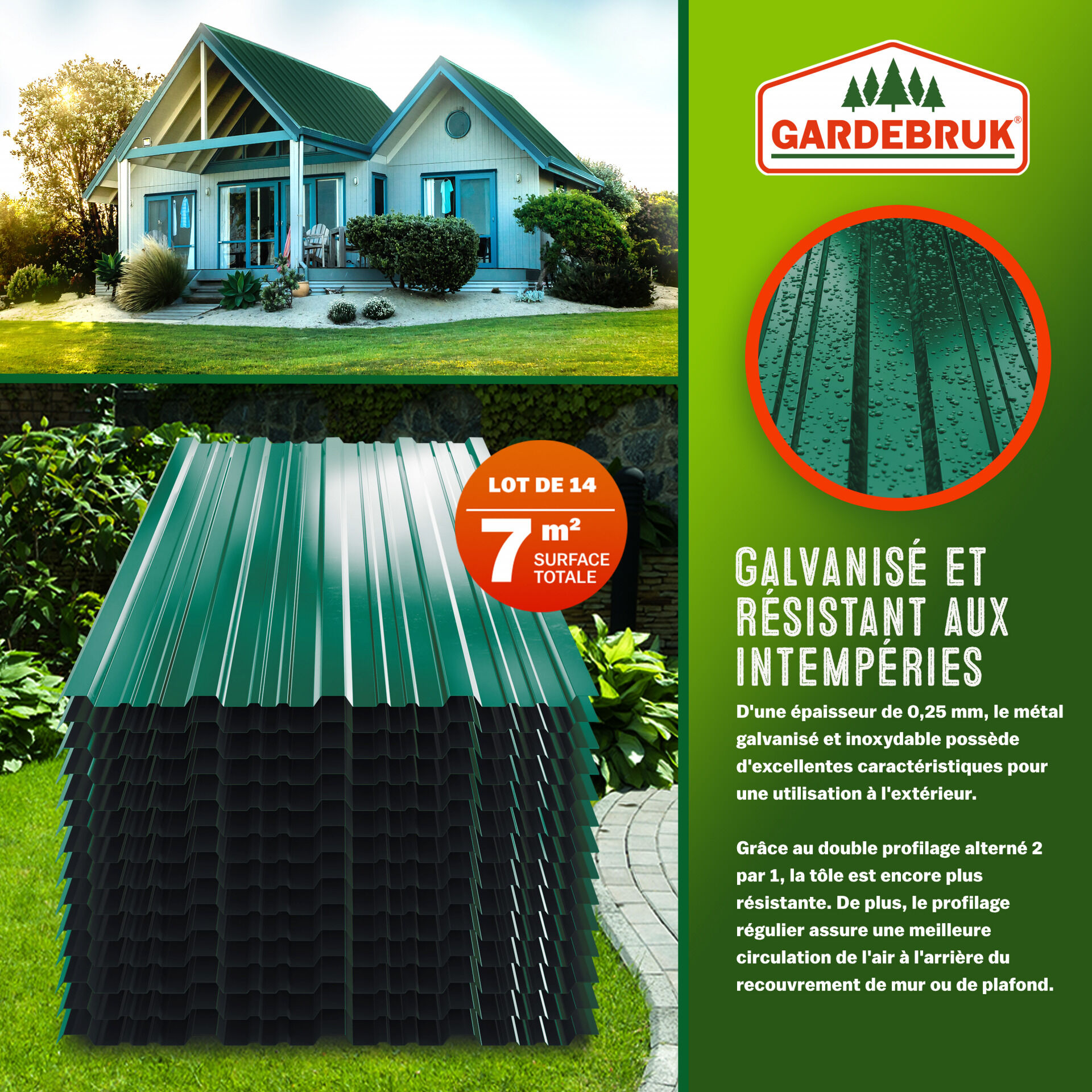 Trapezblech 14er-Set Grün 110x46cm