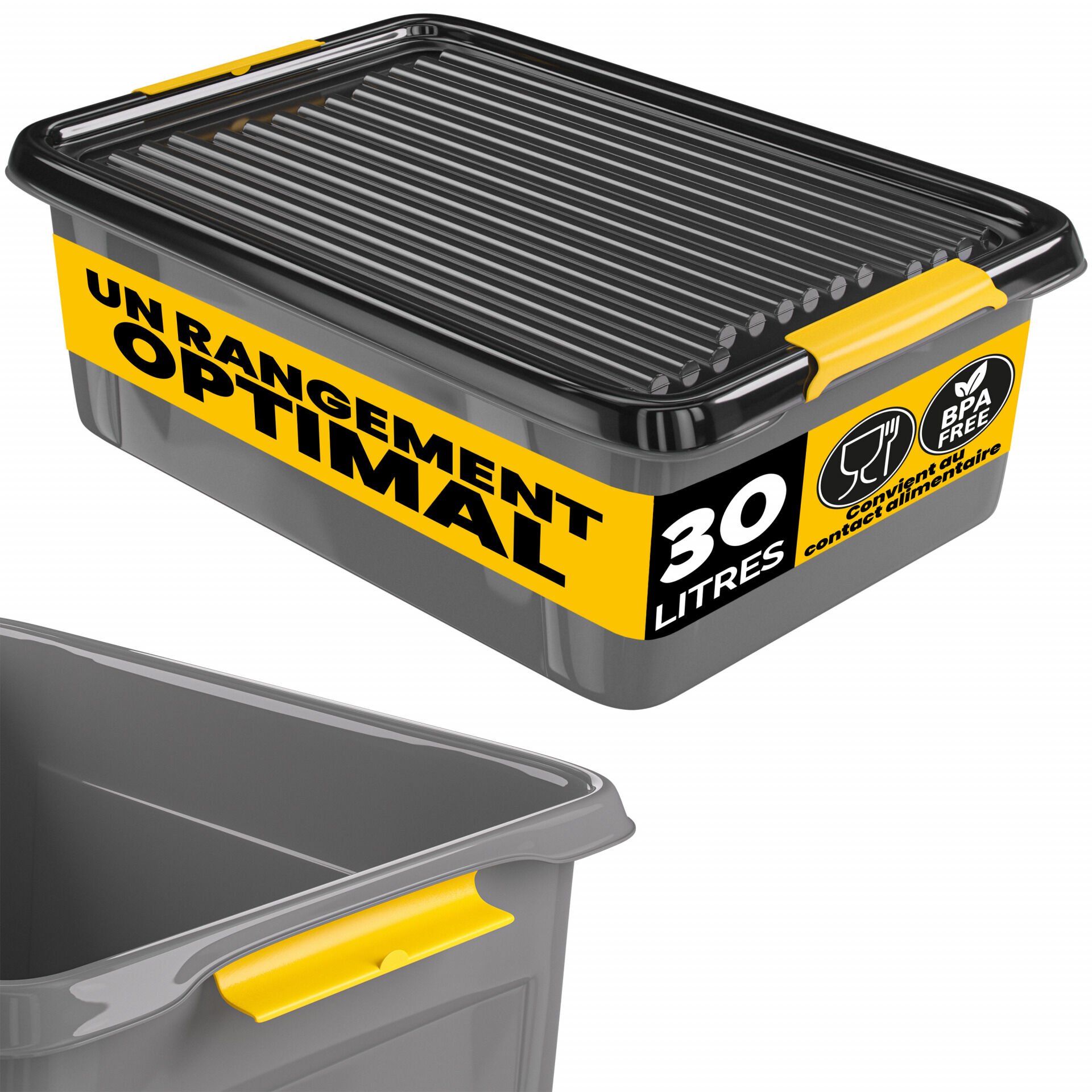 Aufbewahrungsbox Grau/Anthrazit 58x39x16cm stapelbar