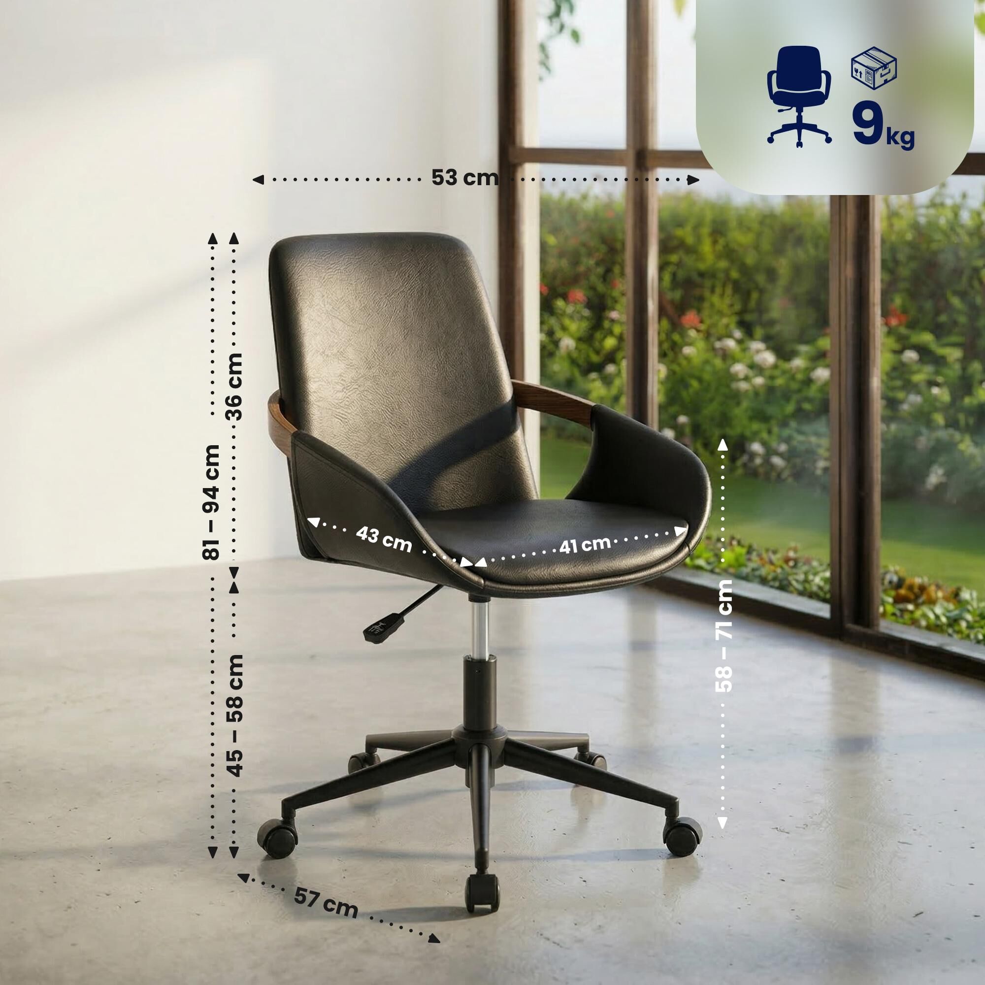 Bürostuhl Daina Kunstleder, walnuss/schwarz