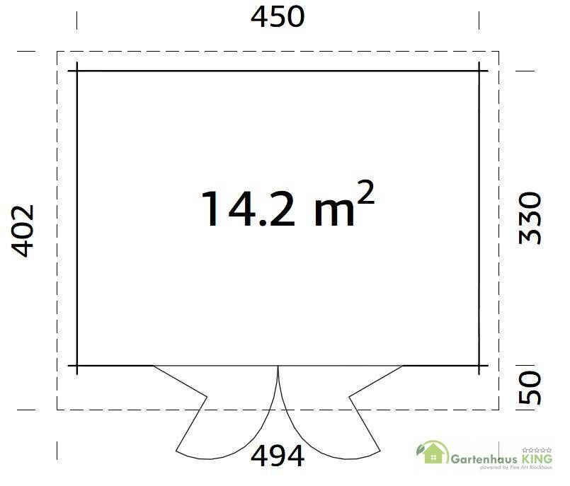 Palmako Gartenhaus Lea 14,2 m² Grundriss