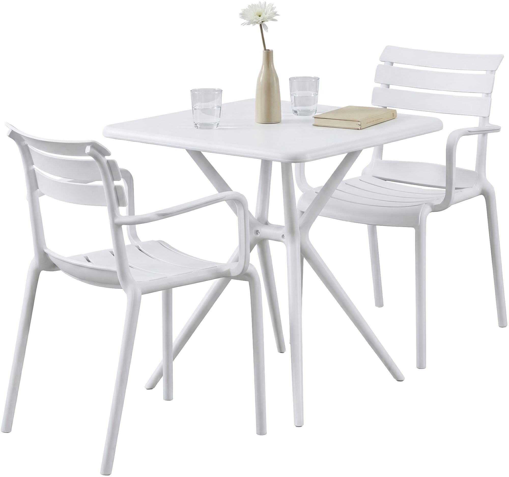Gartenmöbel-Set Avena mit 2 Stühlen, weiß