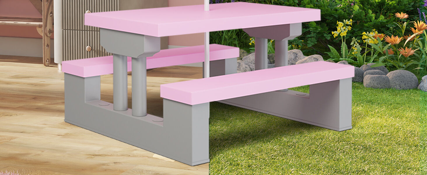 Kindersitzgruppe Pink mit Sonnenschirm