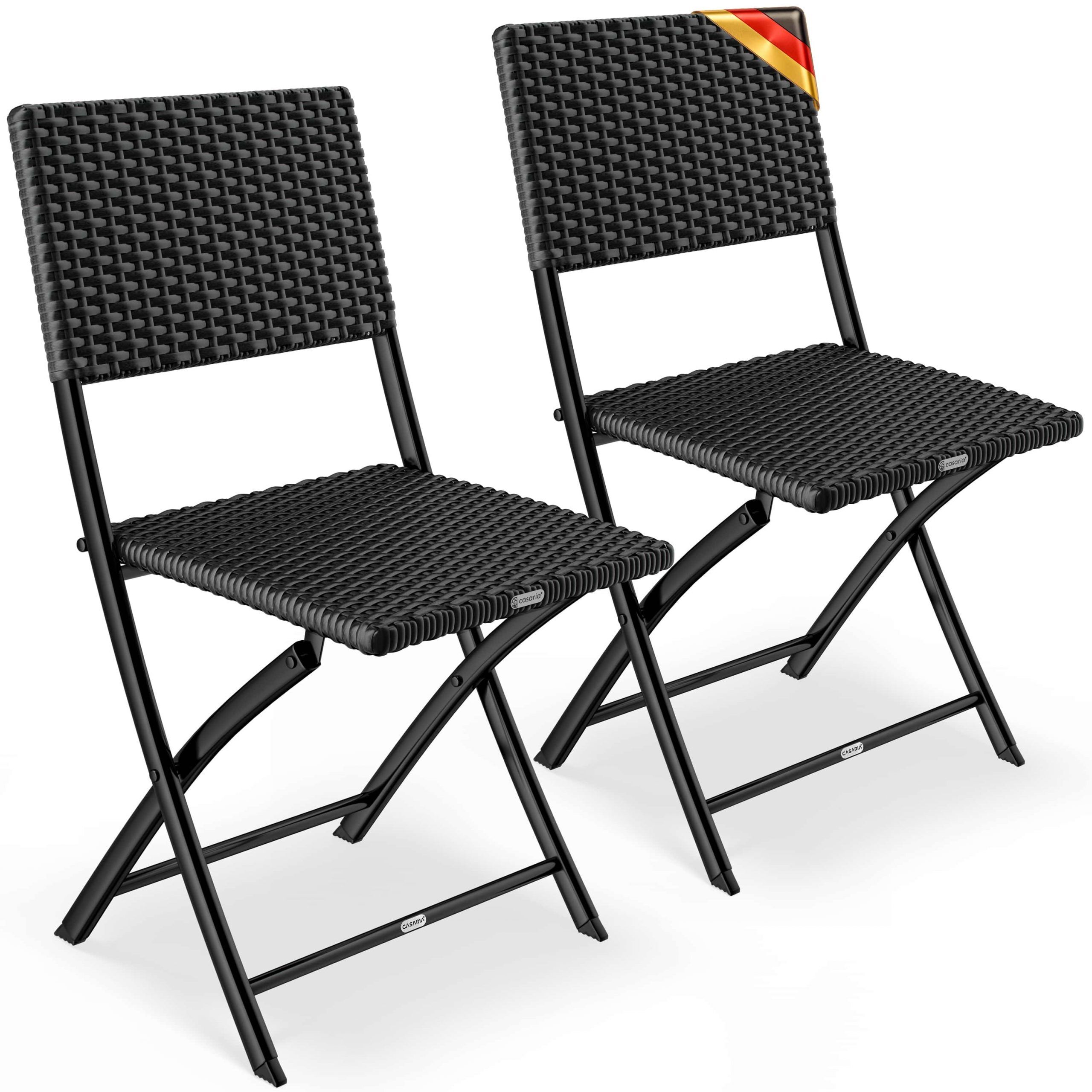 Polyrattan Klappstuhl Rom 2er-Set Schwarz