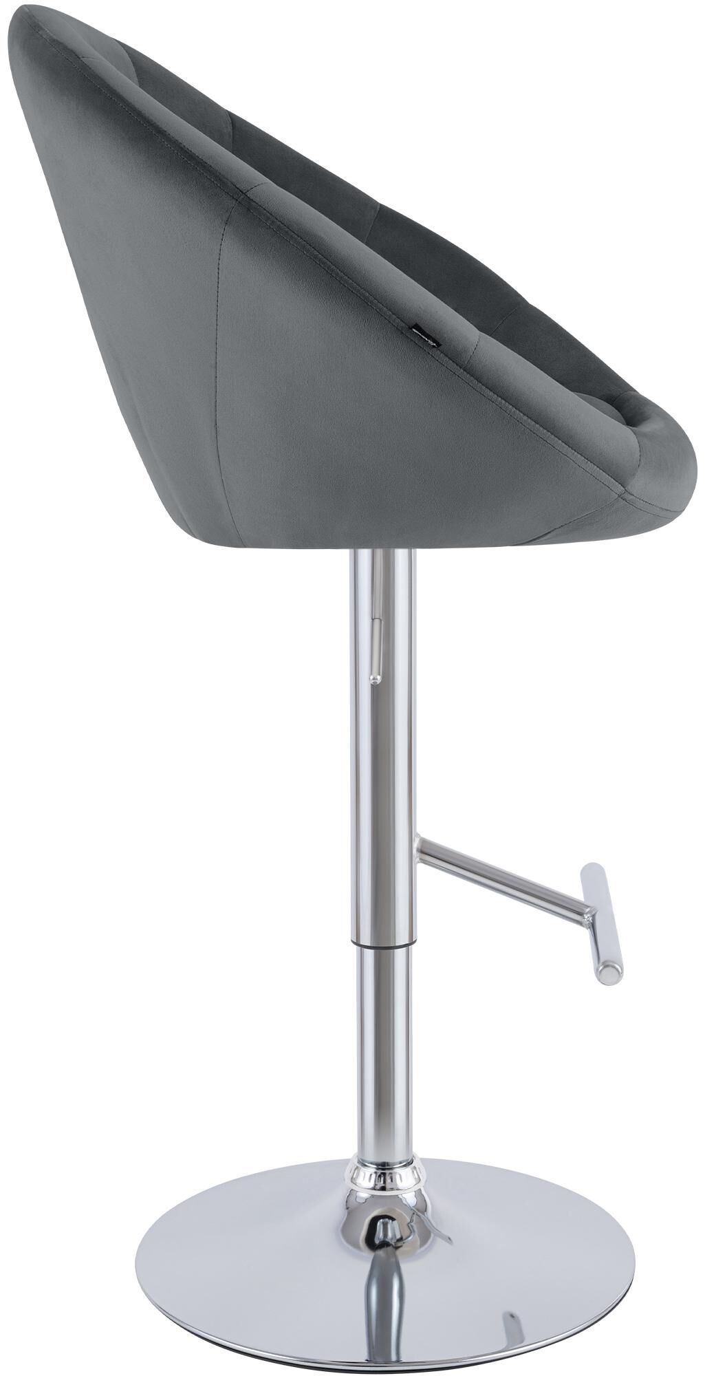 Barhocker London Samt chrom, dunkelgrau